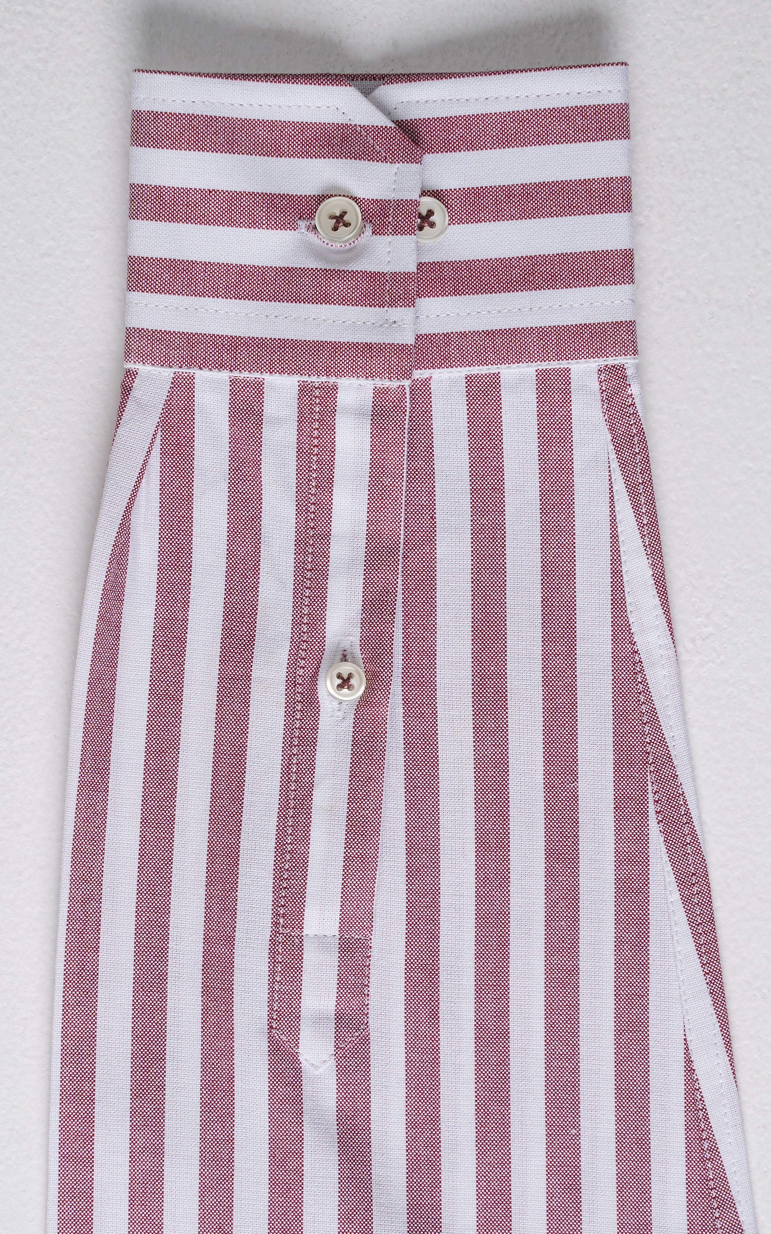 HIDDEN BUTTON DOWN COLLAR MAROON STRIPED - Image 4