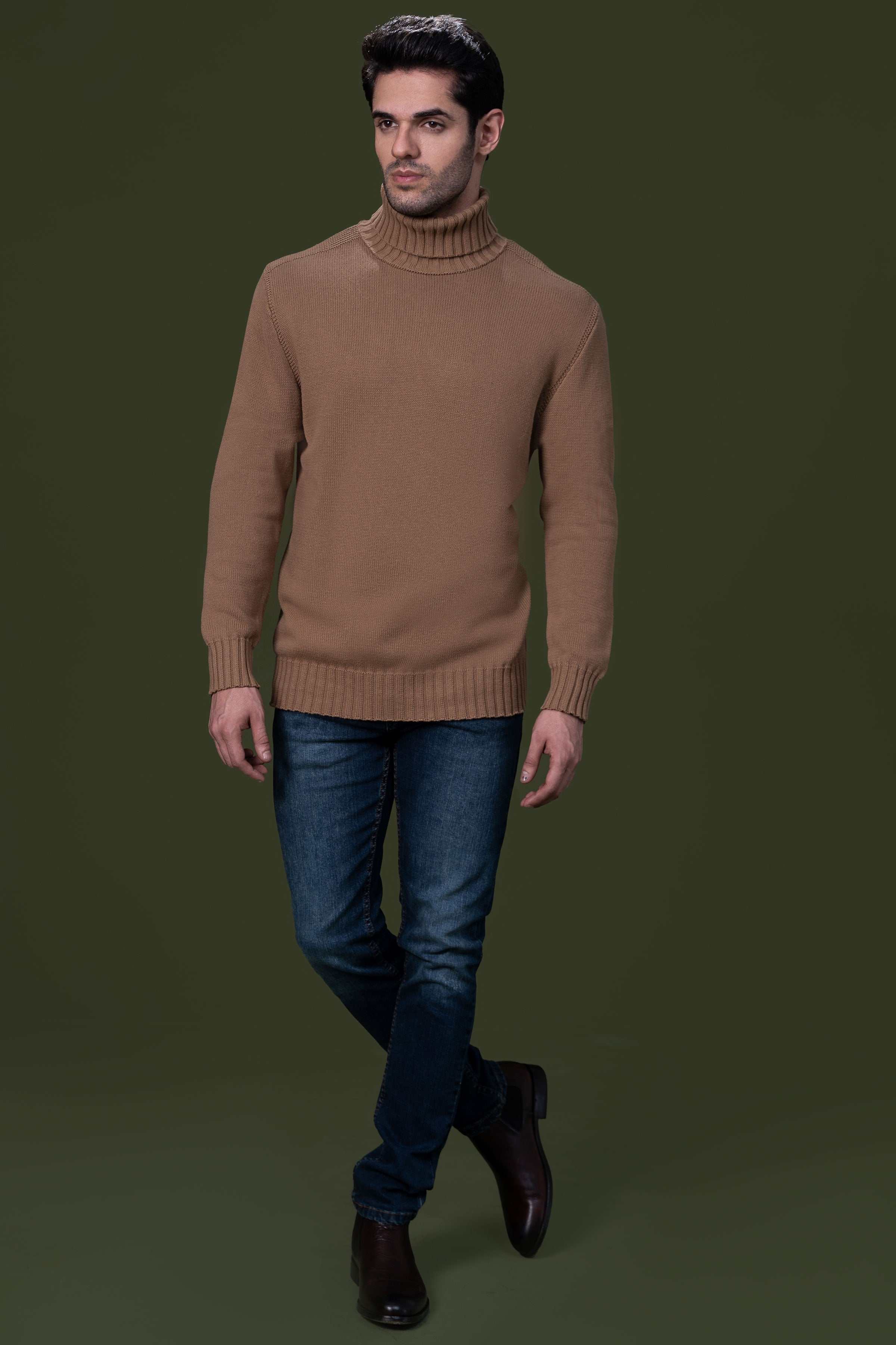 HIGH NECK SWEATER CAMEL