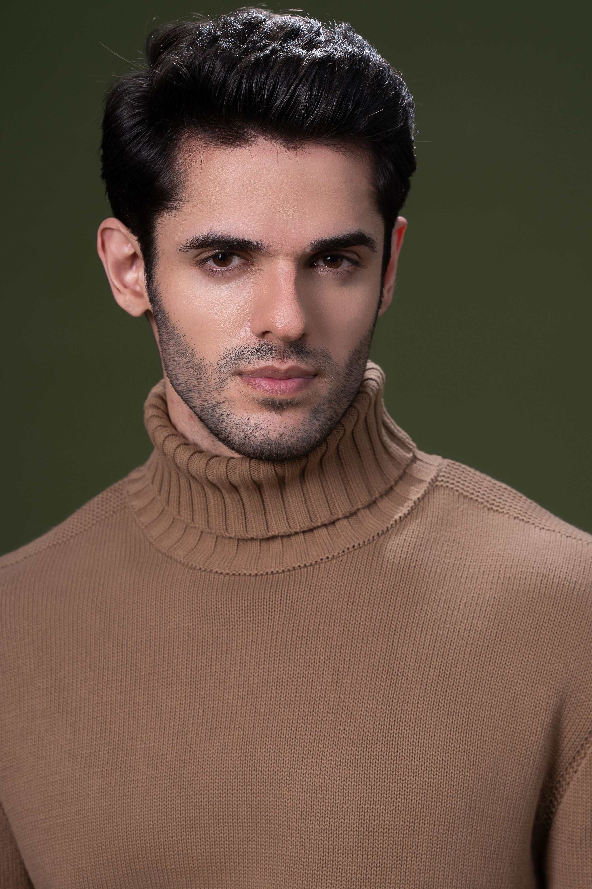 HIGH NECK SWEATER CAMEL - Image 4
