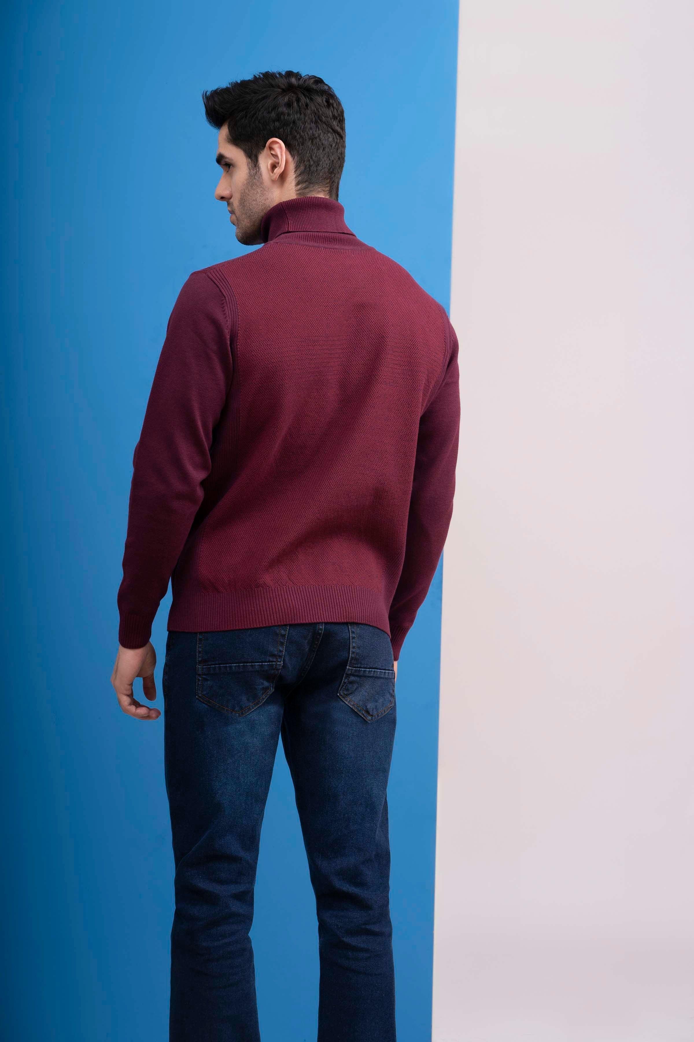 HIGH NECK SWEATER MAROON - Image 4