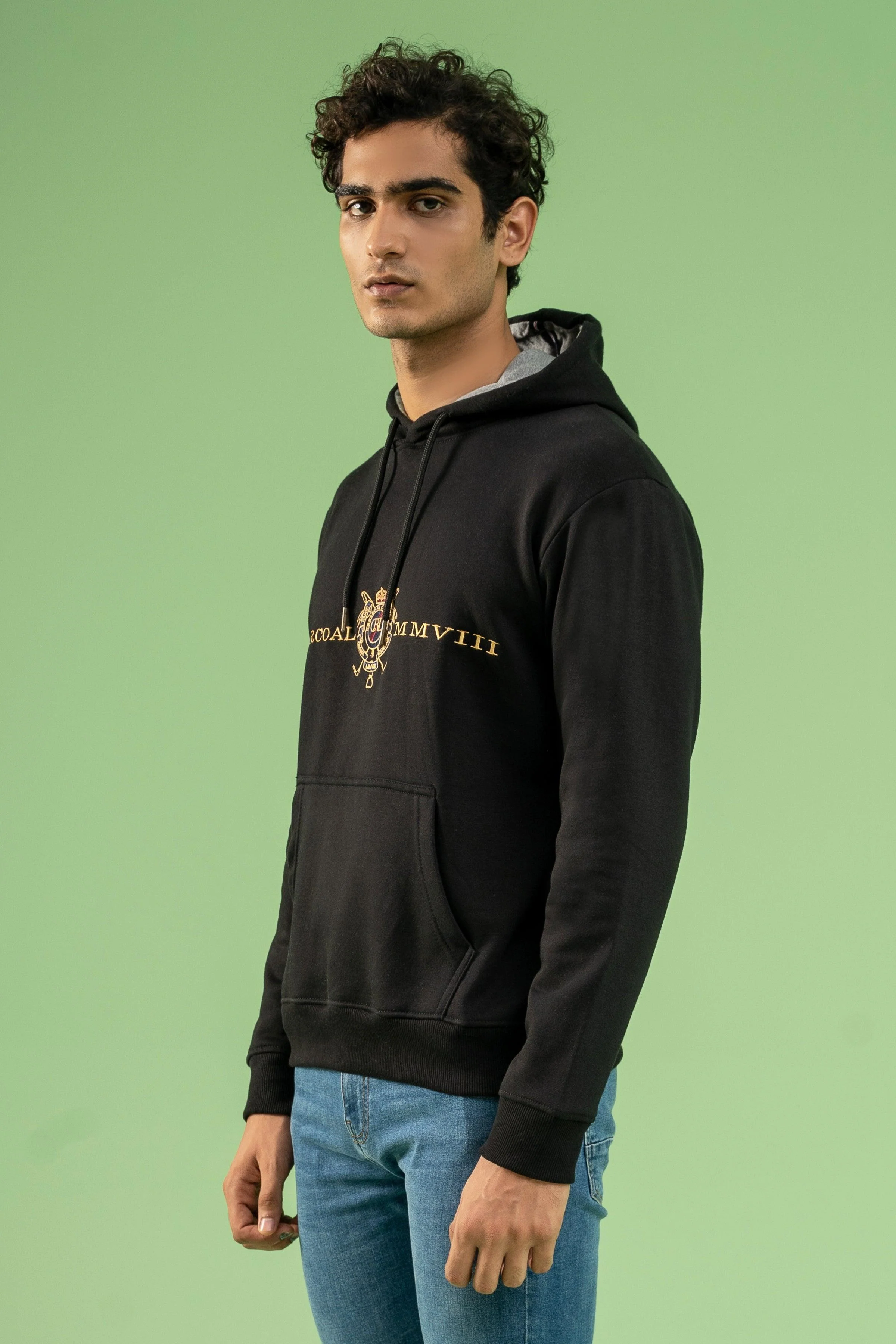 KANGROO POCKET HOODIE BLACK - Image 2