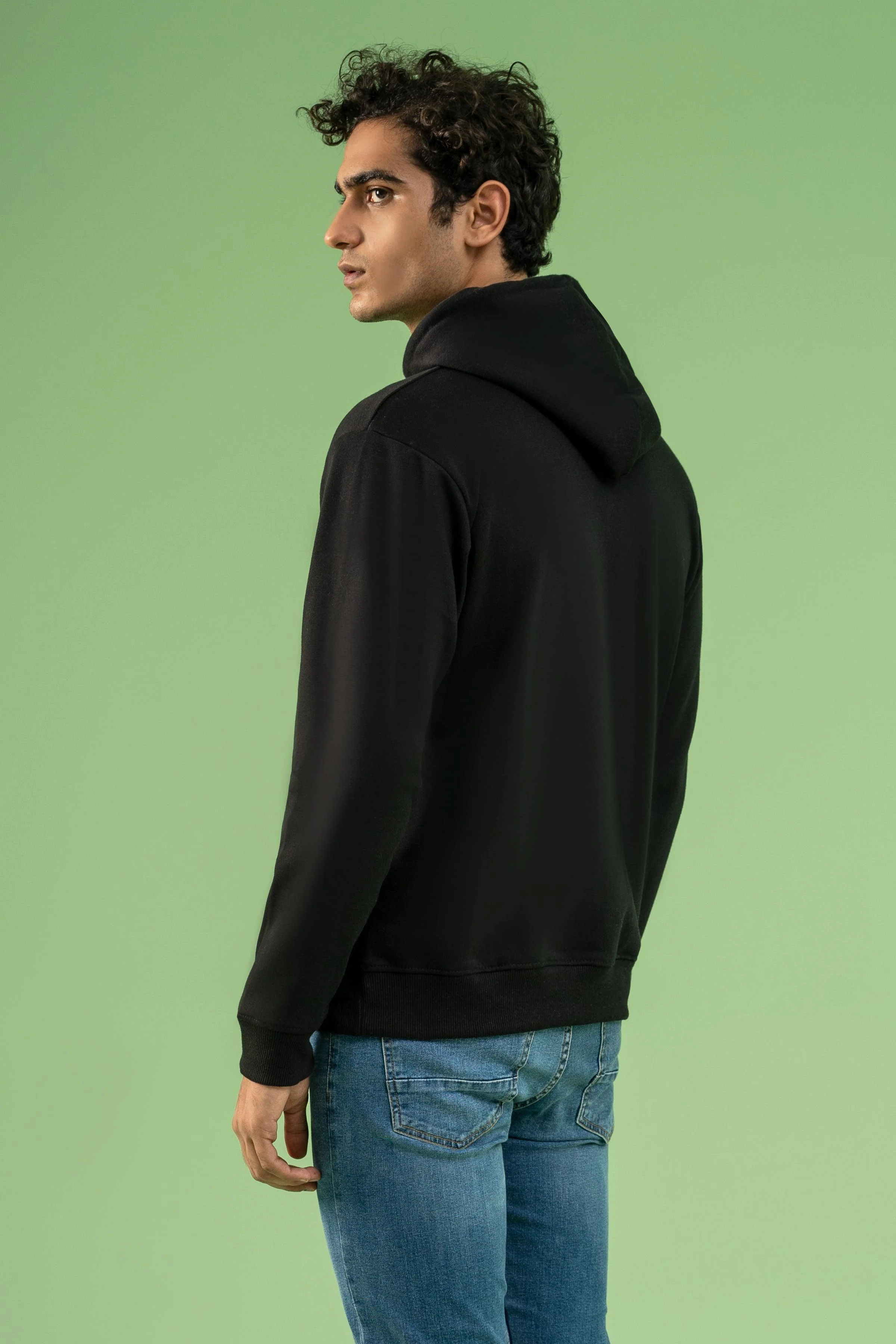 KANGROO POCKET HOODIE BLACK - Image 3