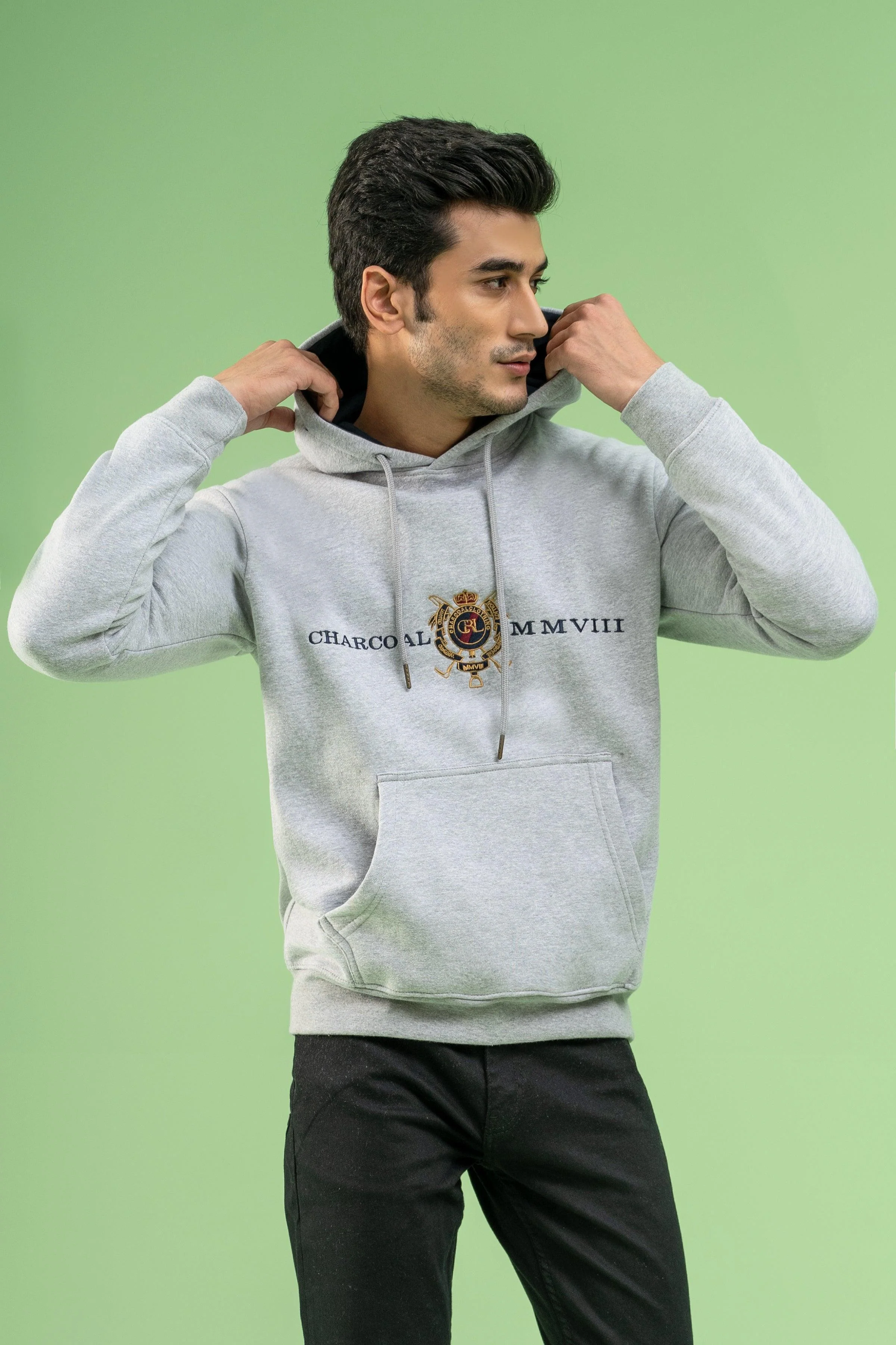 KANGROO POCKET HOODIE HYDER GREY - Image 2