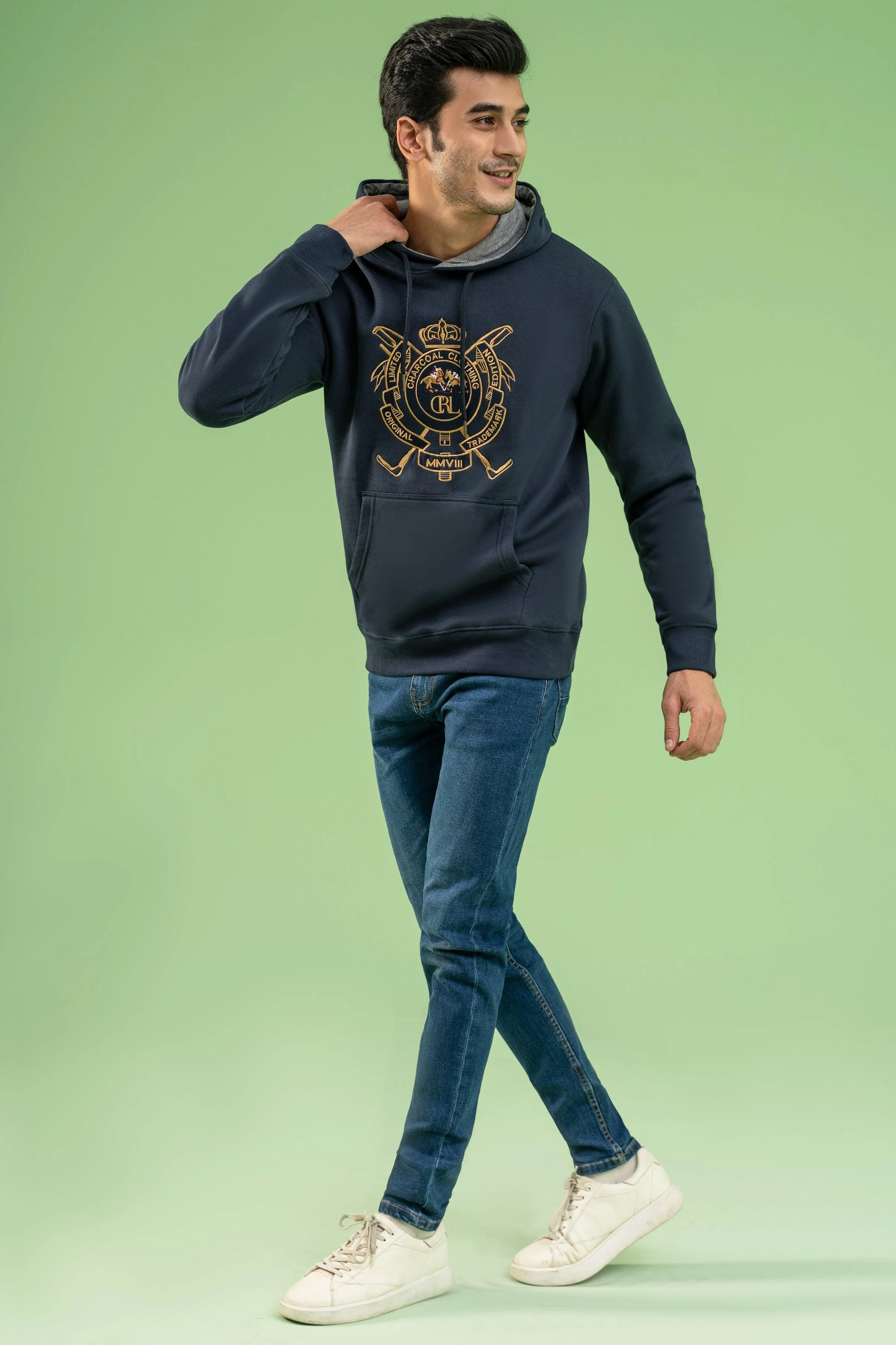 KANGROO POCKET HOODIE NAVY