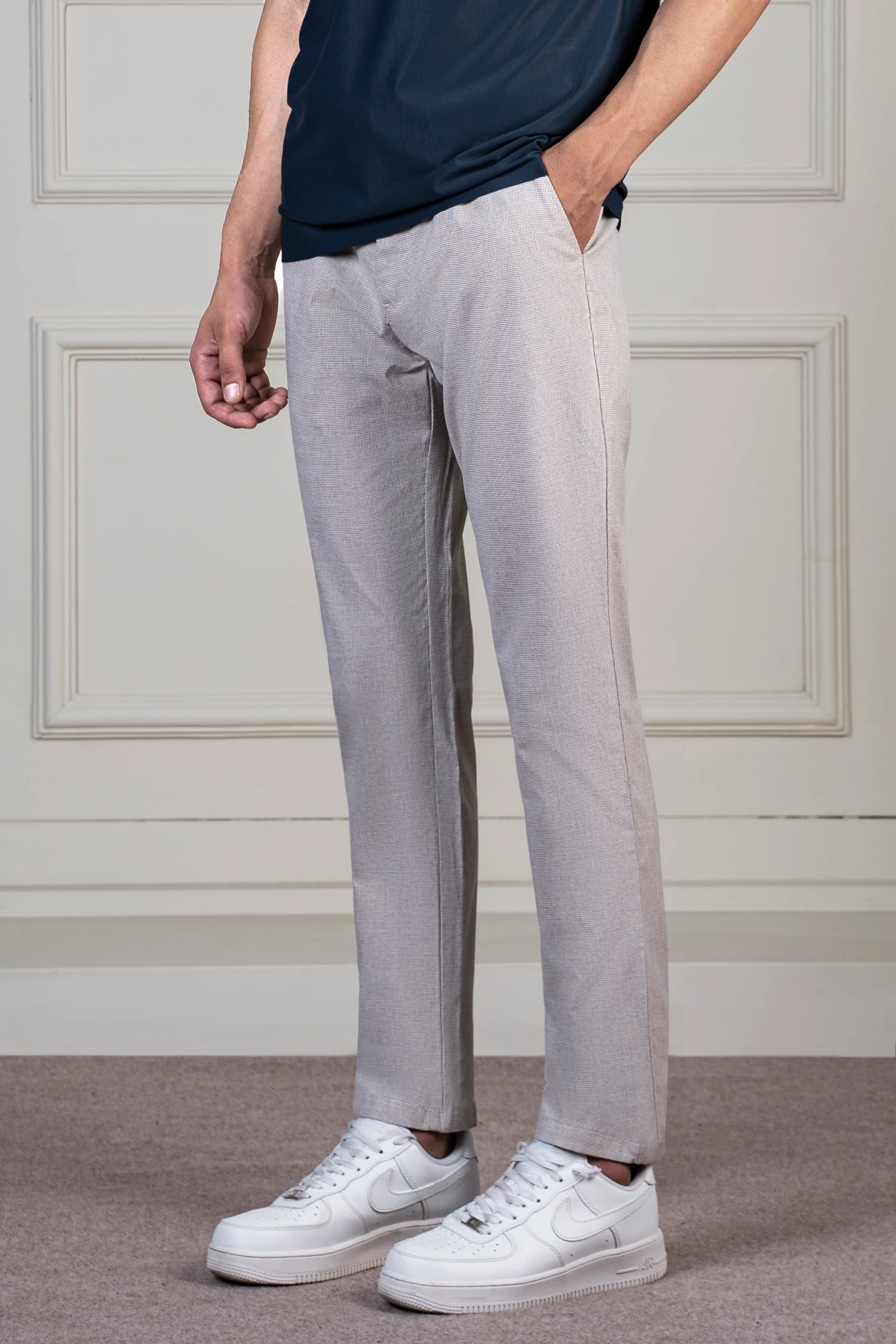HOUNDSTOOTH SMART FIT PANT KHAKI