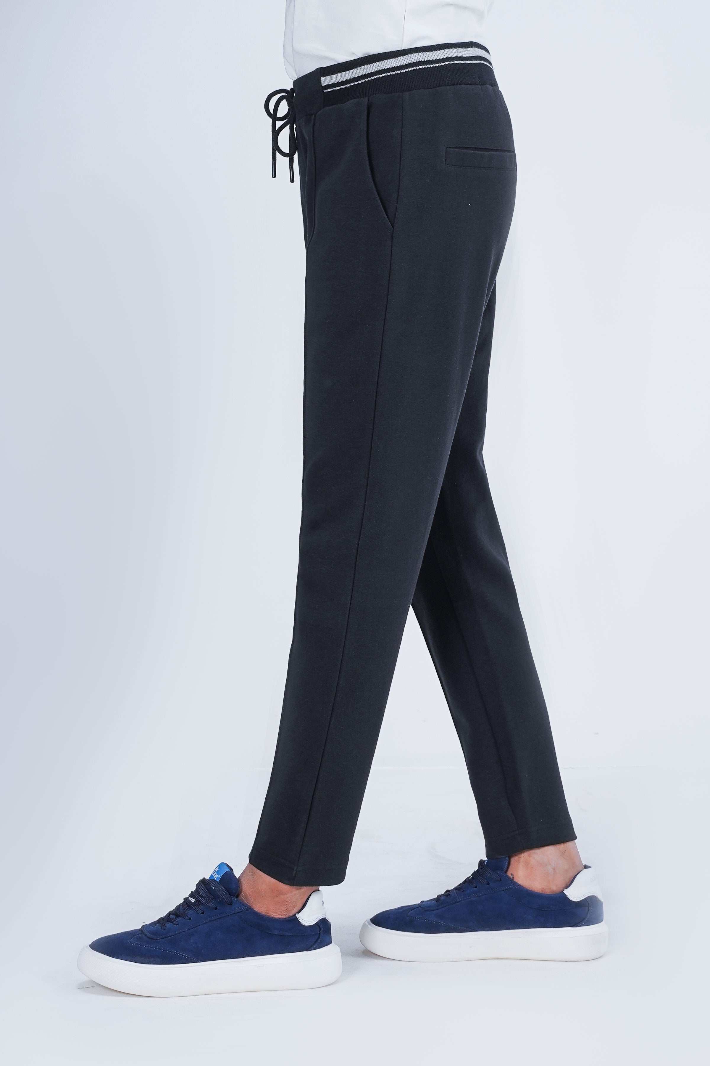 INTERLOCK JOGGER WAIST SLIM TROUSER BLACK