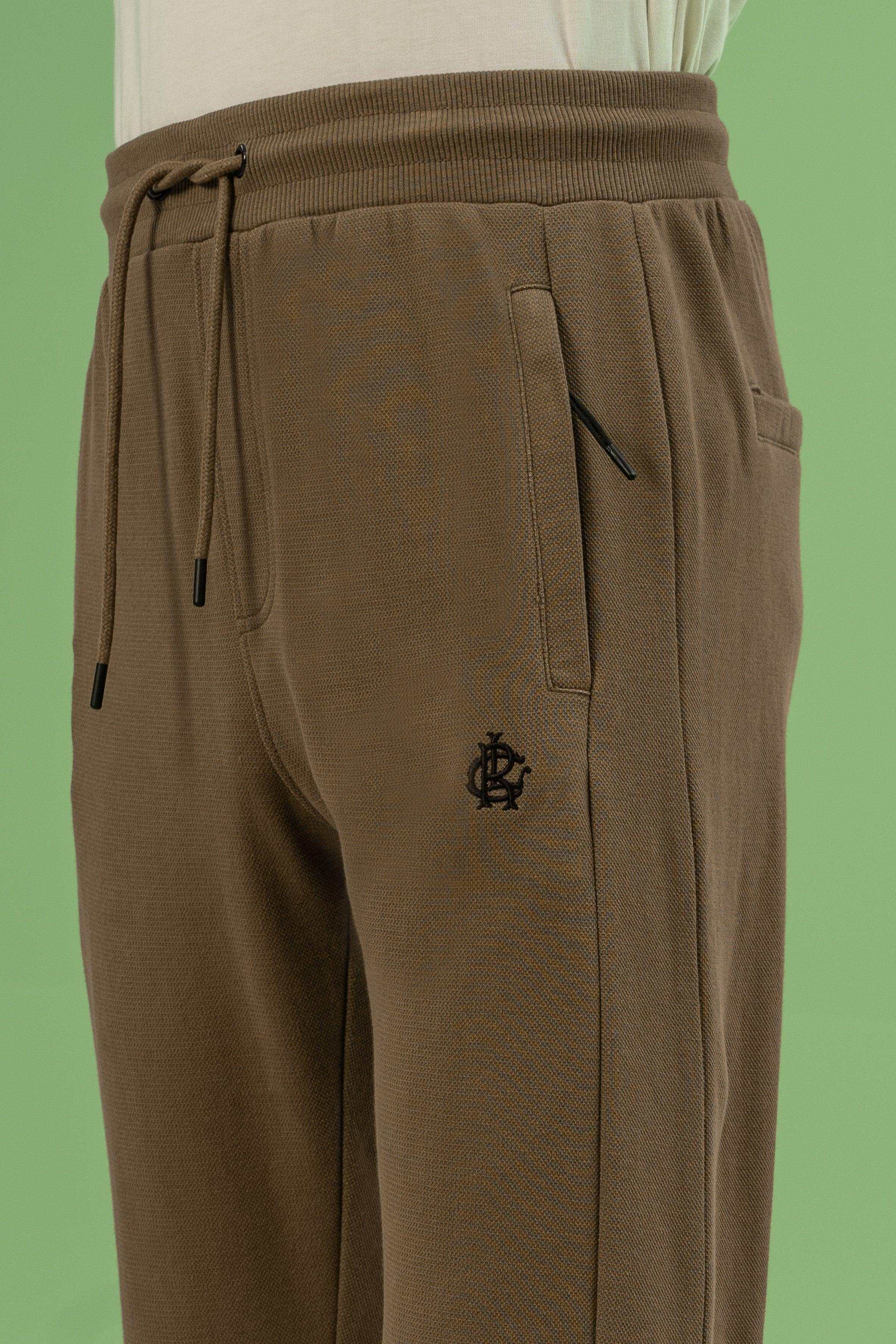 INTERLOCK JOGGER WAIST SLIM TROUSER DARK KHAKI - Image 4