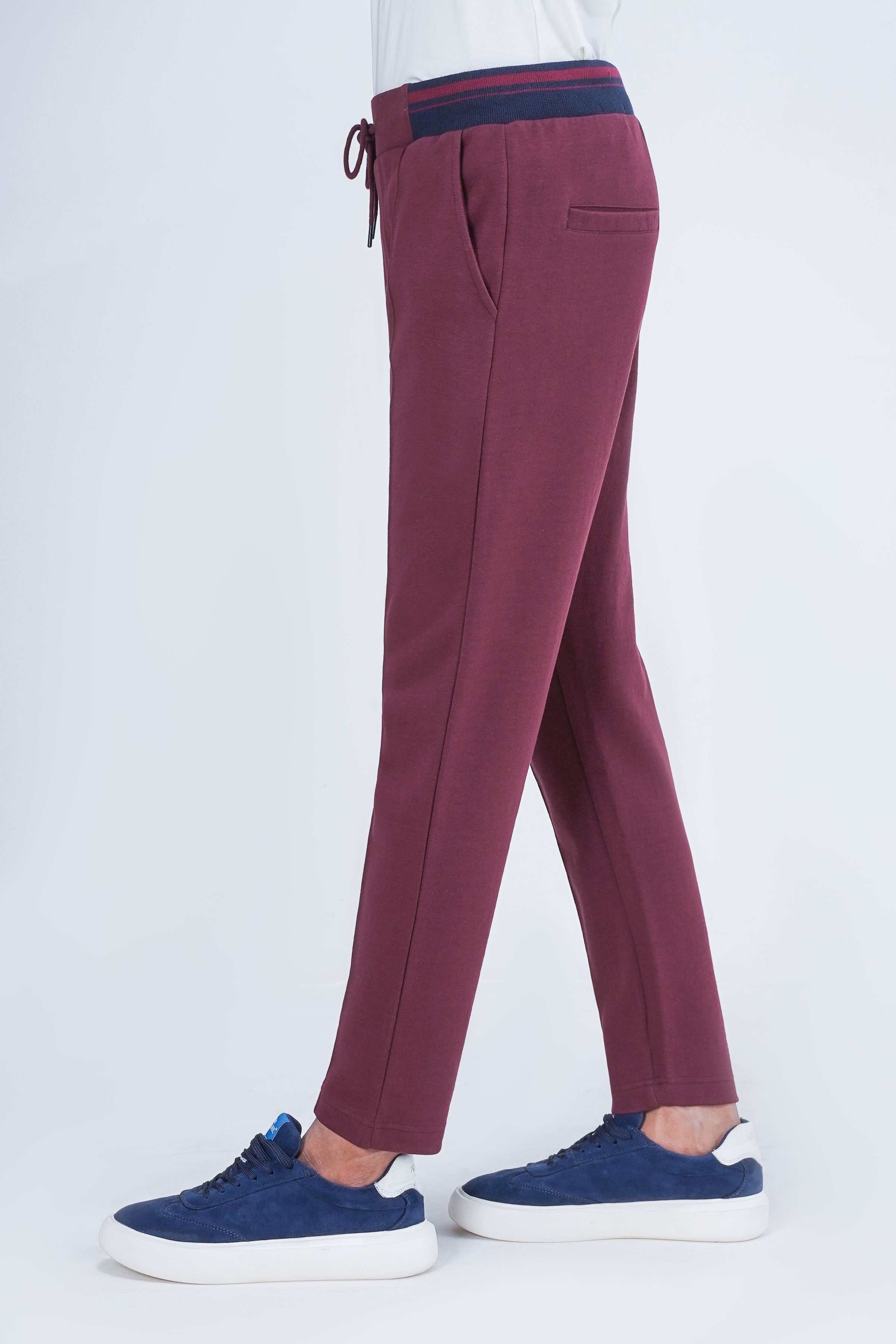 INTERLOCK JOGGER WAIST SLIM TROUSER MAROON