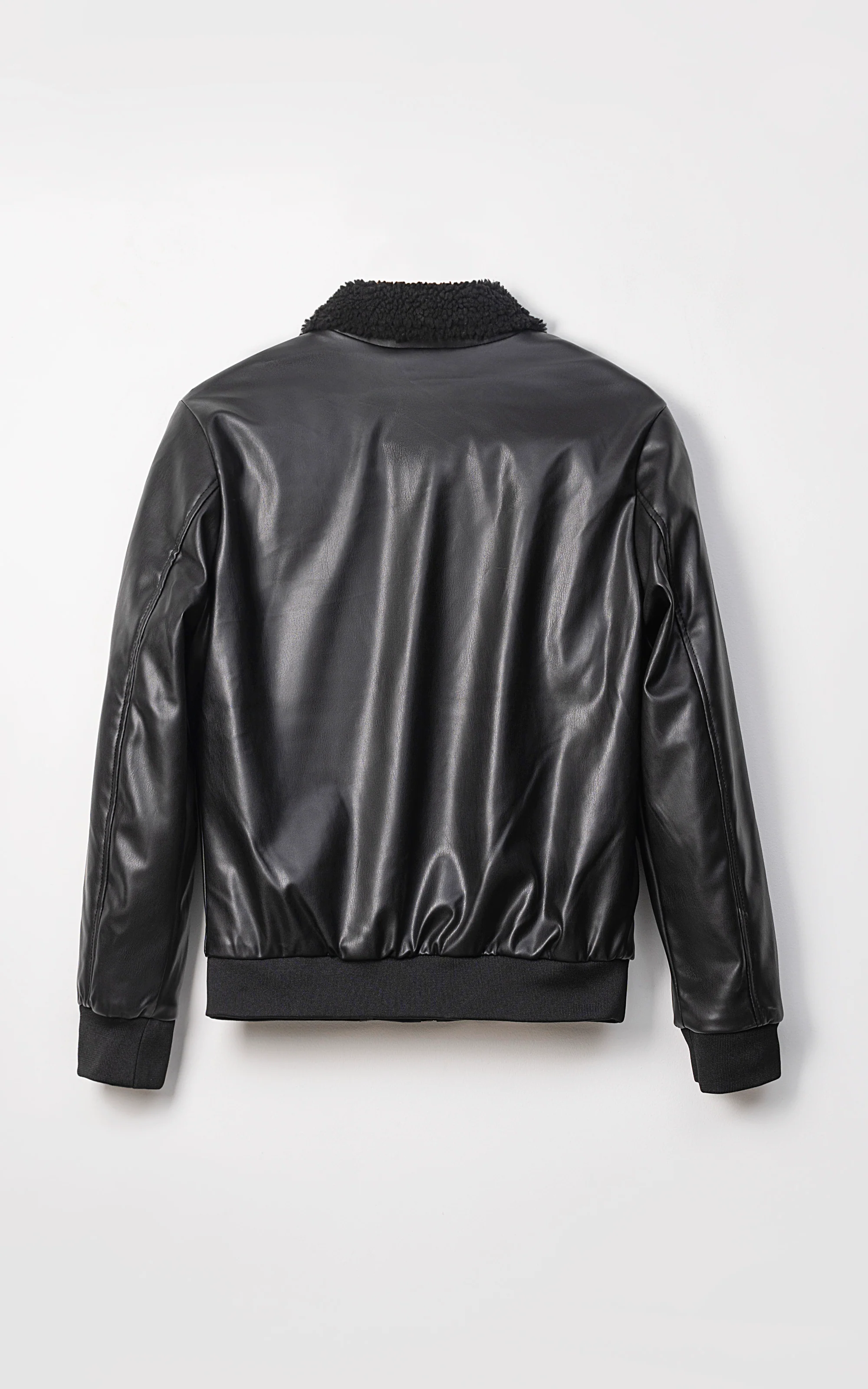 FUR COLLAR JACKET BLACK - Image 3