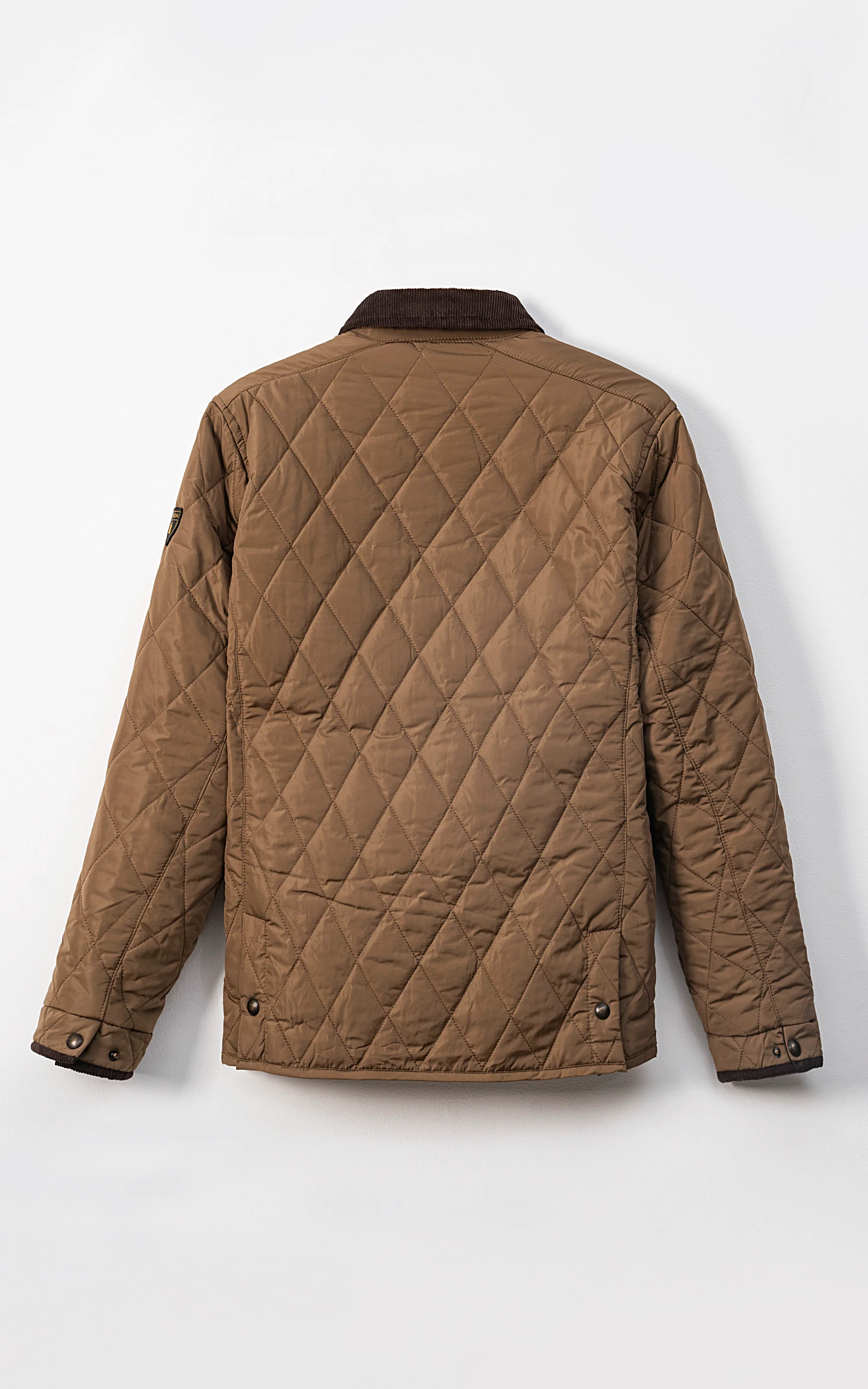CORDUROY COLLAR QUILTED JACKET FULL SLEEVE KHAKI - Image 4