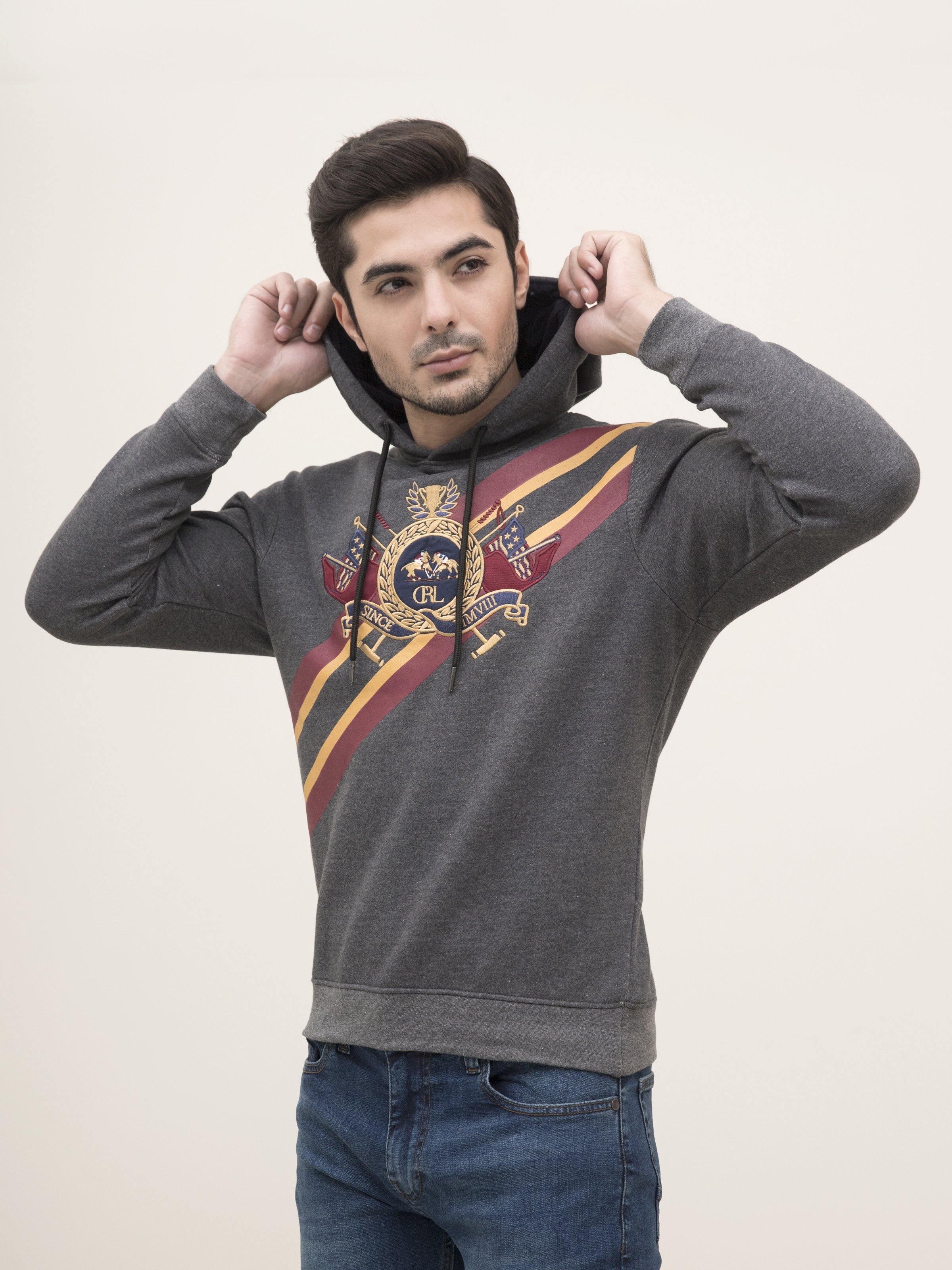 JACKET FULL SLEEVE KNIT HOODIE CHARCOAL GREY - Image 2
