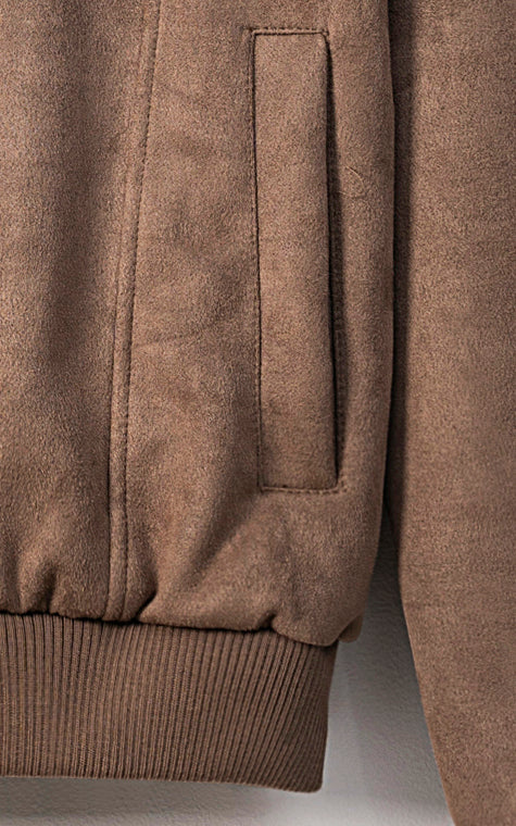 SUEDE UTILITY JACKET FULL SLEEVE LIGHT BROWN - Image 4