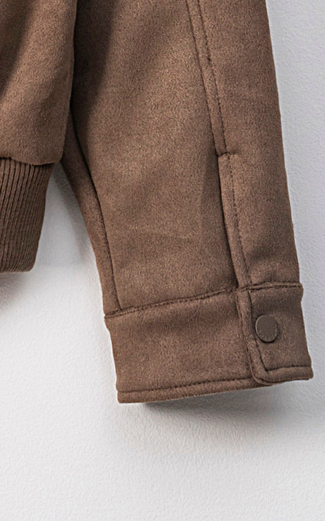 SUEDE UTILITY JACKET FULL SLEEVE LIGHT BROWN - Image 5