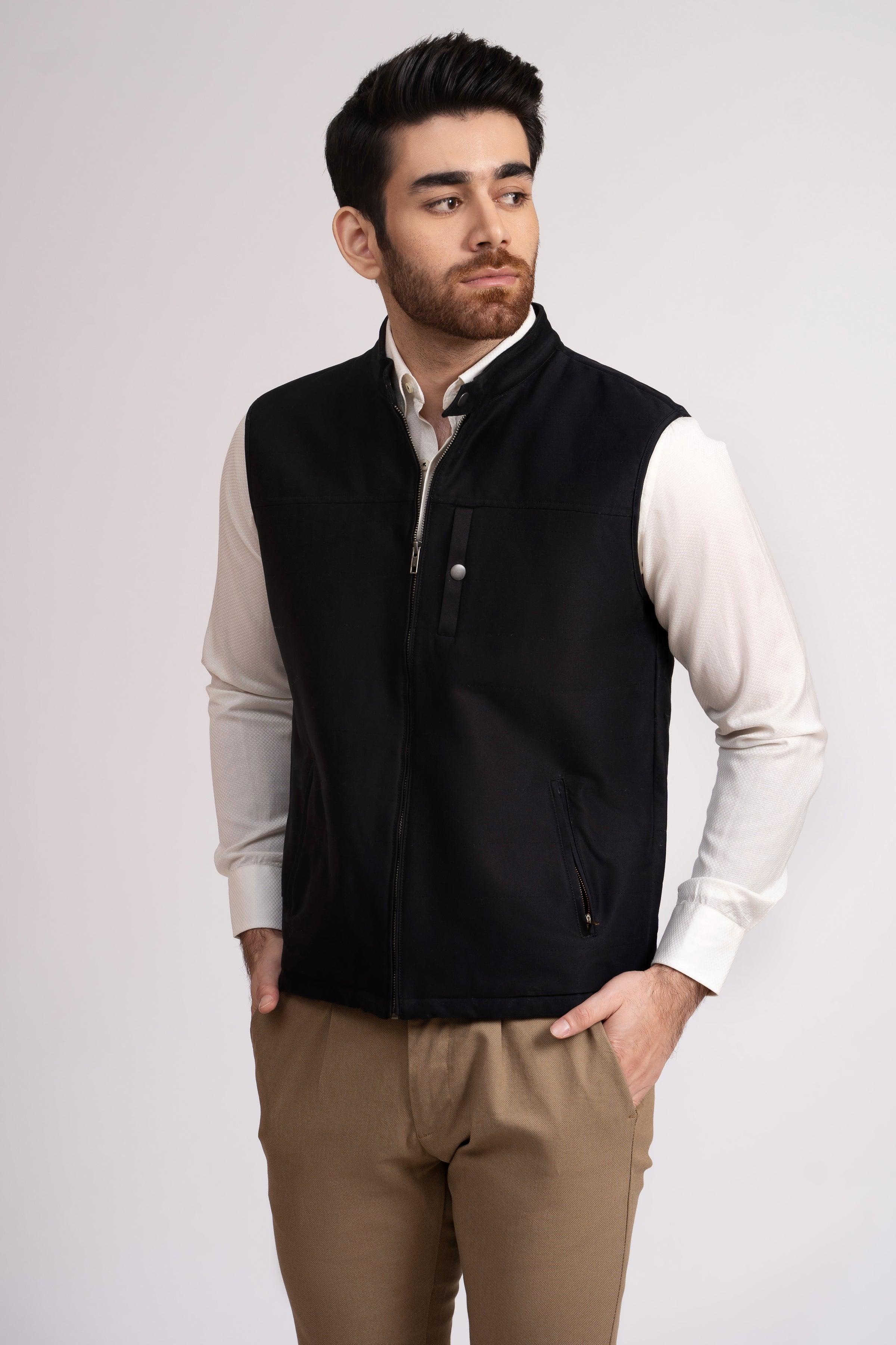 JACKET QUILTED SLEEVE LESS BLACK