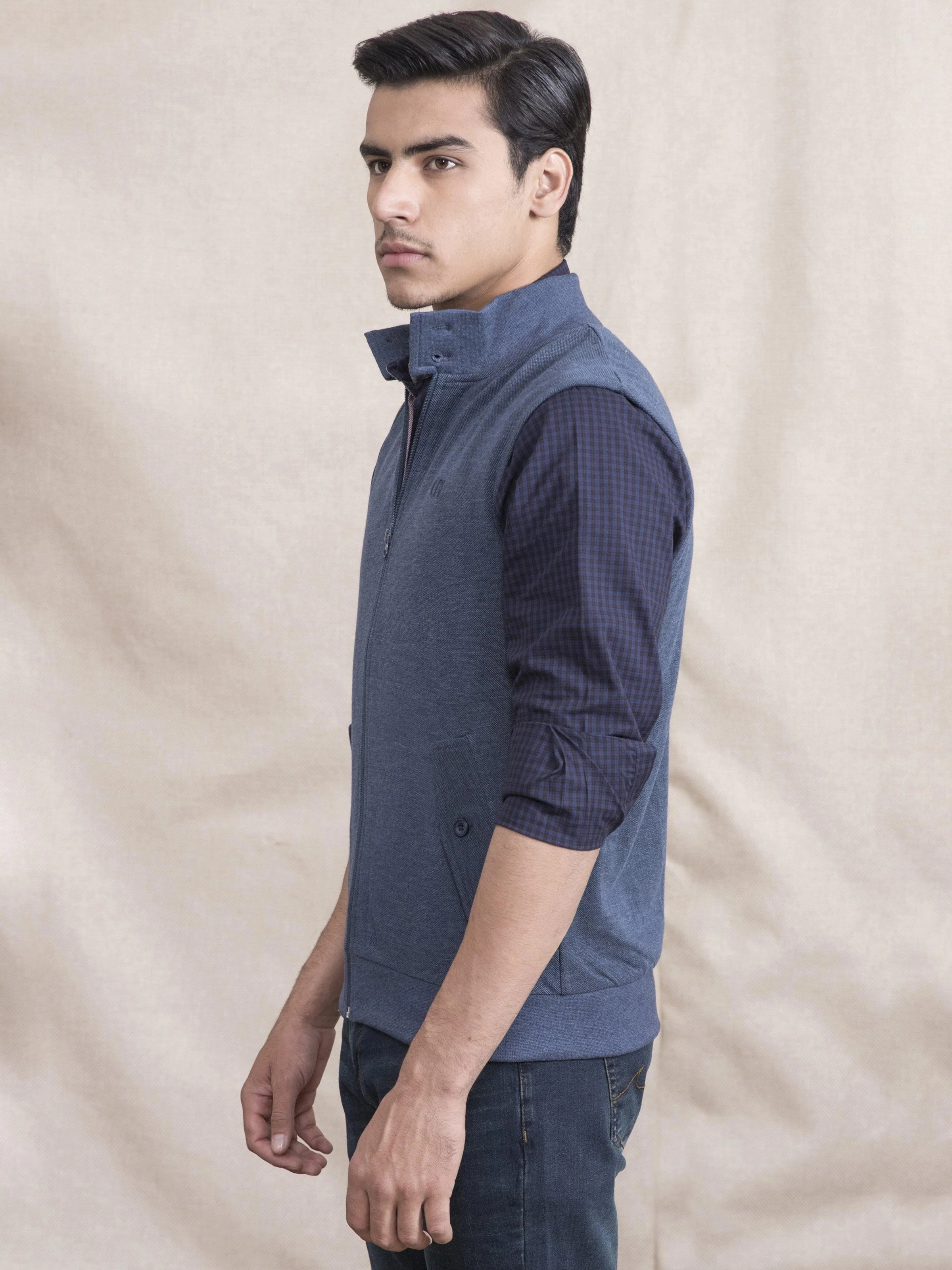 JACKET SLEEVE LESS BLUE - Image 2
