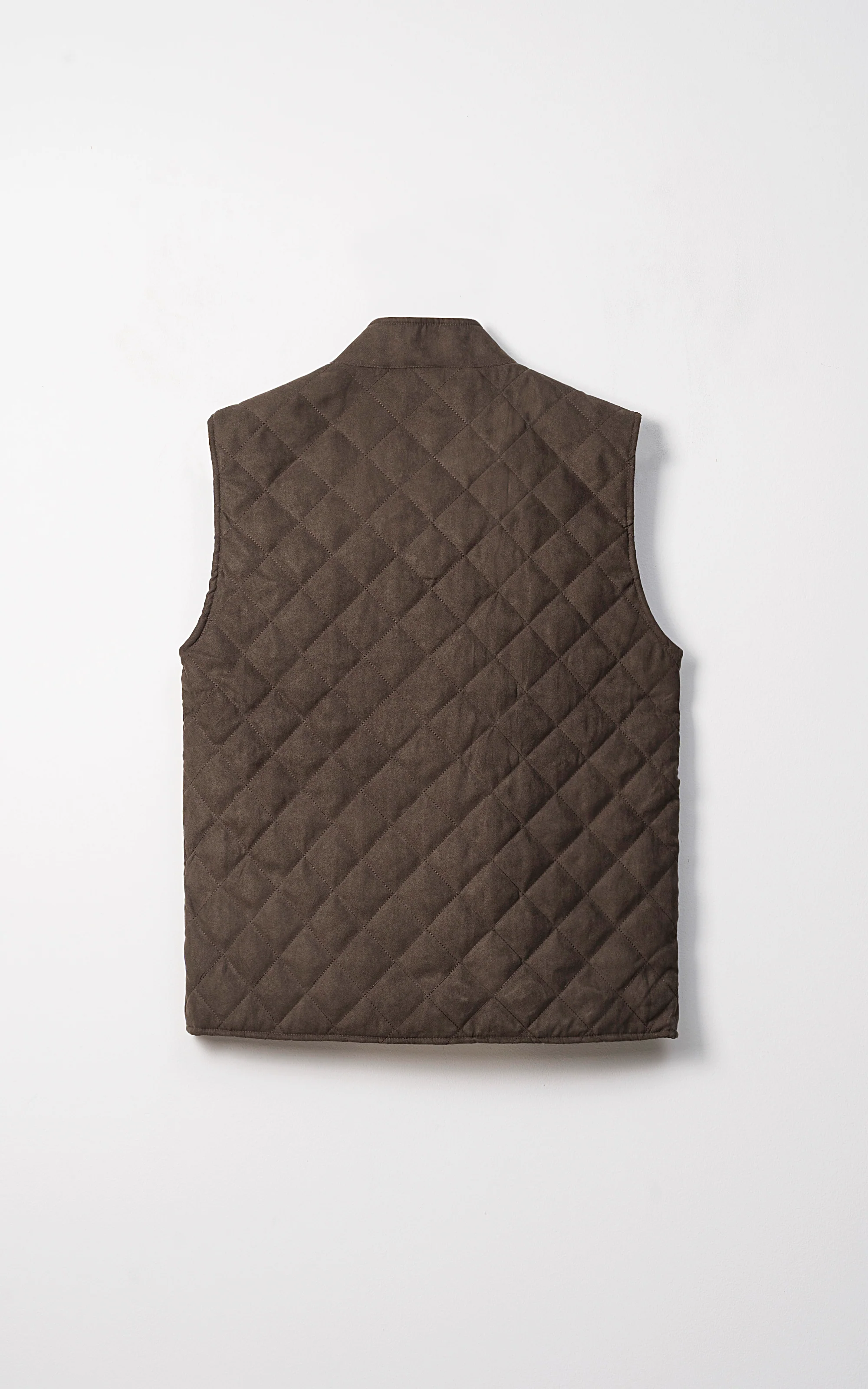 QUILTED SUEDE GILET JACKET SLEEVELESS DARK OLIVE - Image 3
