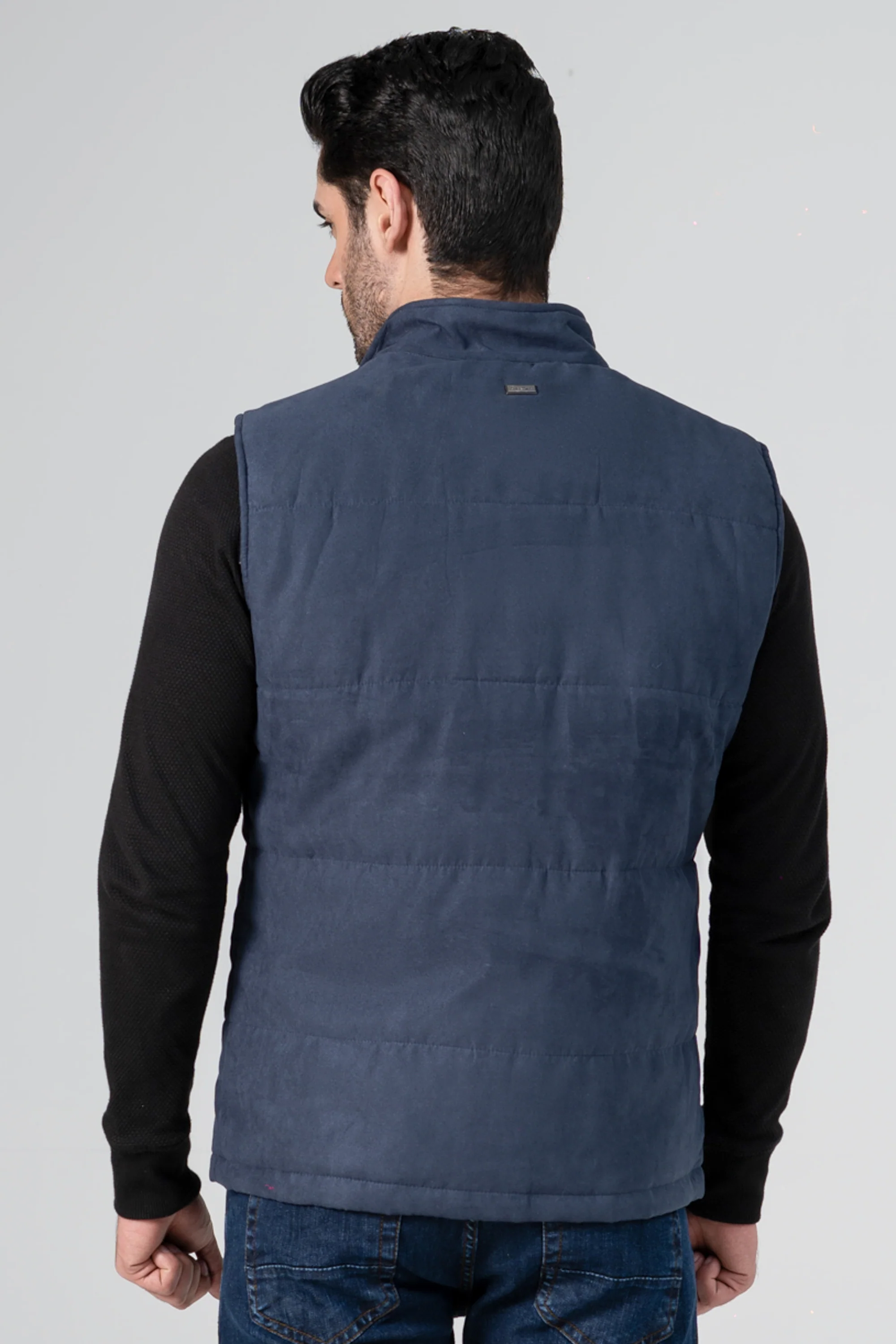 SUEDE QUILTED JACKET NAVY - Image 3