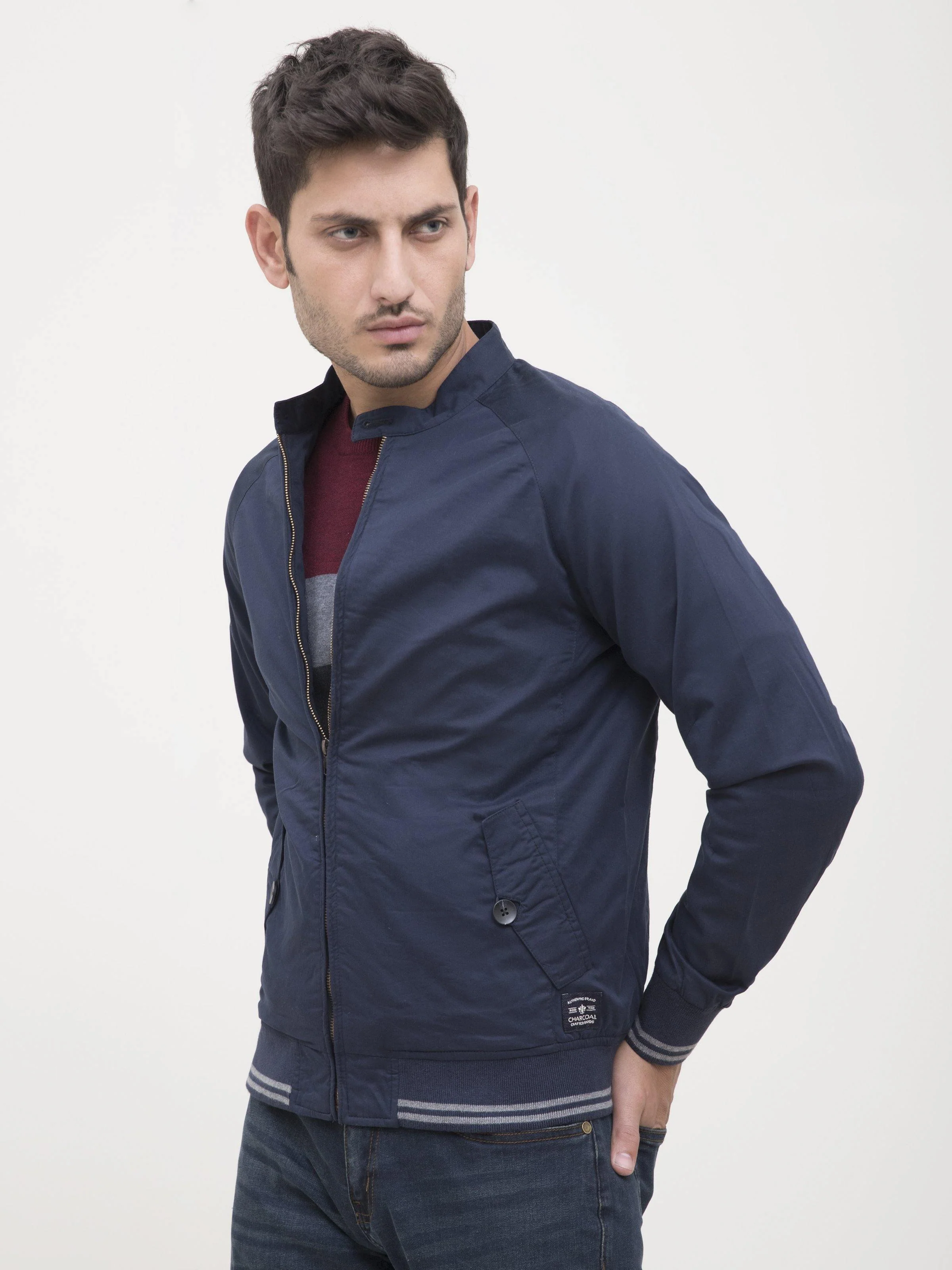 JACKET SMALL BAN  FULL SLEEVE NAVY