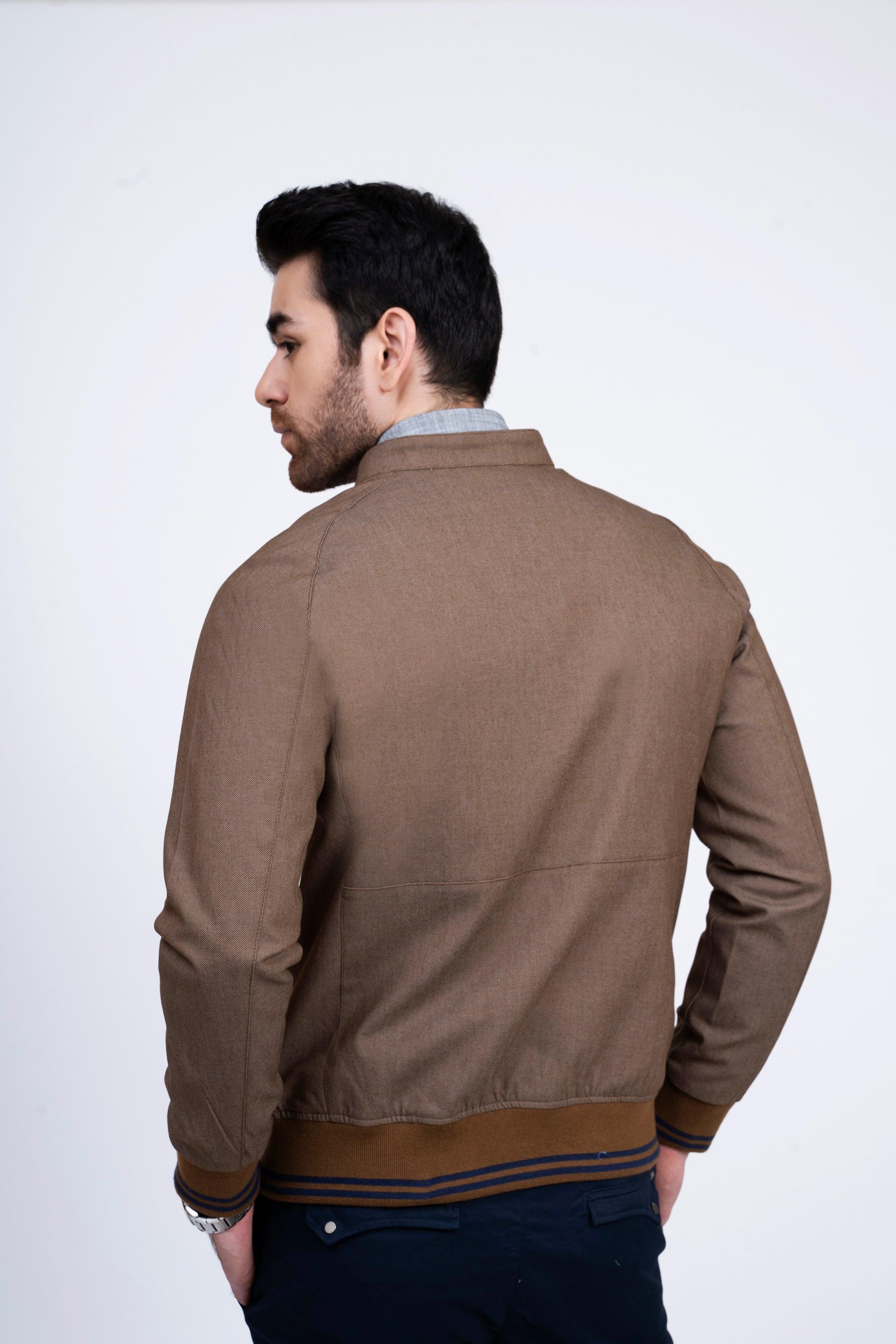 JACKET TIPPING BAN COLLAR DARK BROWN - Image 4
