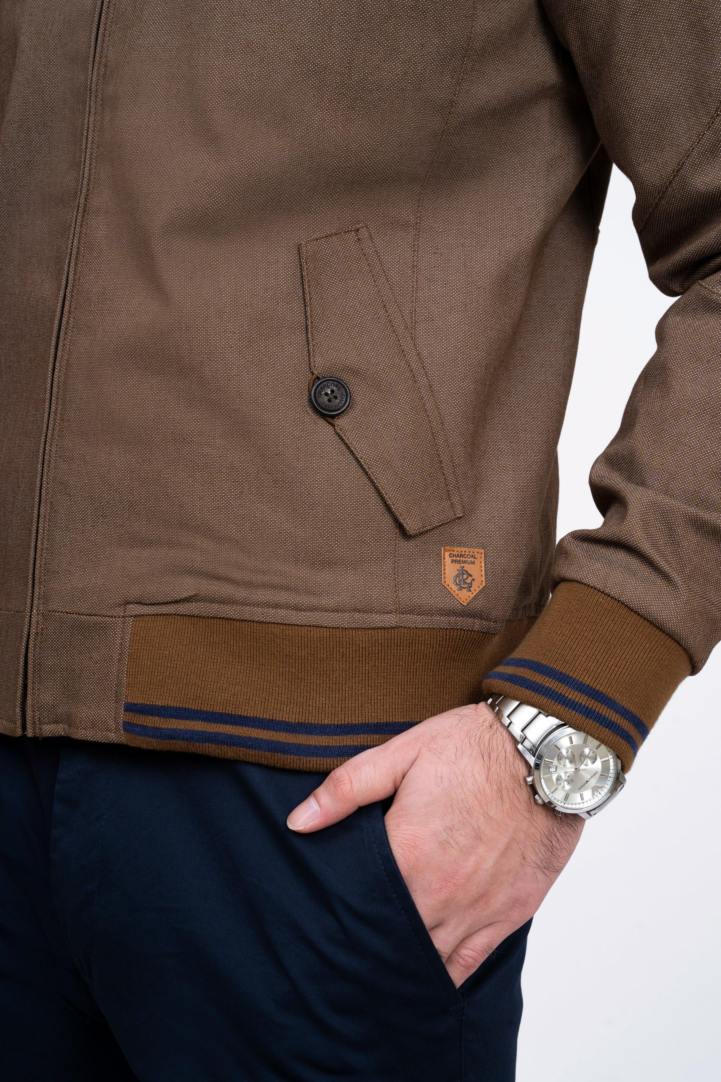 JACKET TIPPING BAN COLLAR DARK BROWN - Image 6