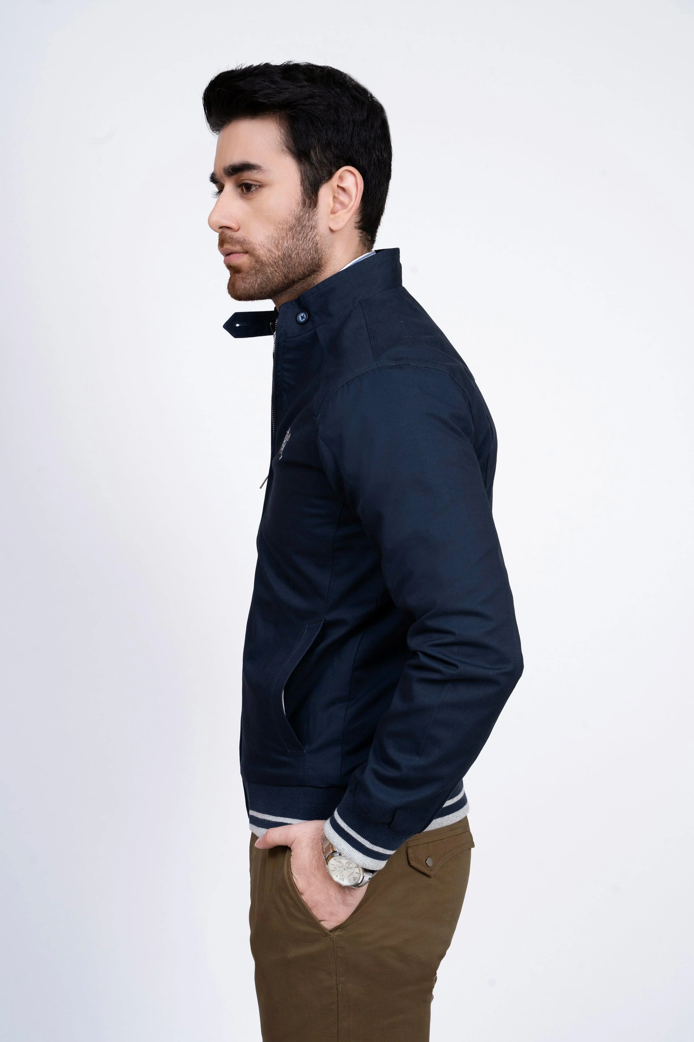 JACKET TIPPING BAN COLLAR NAVY - Image 4