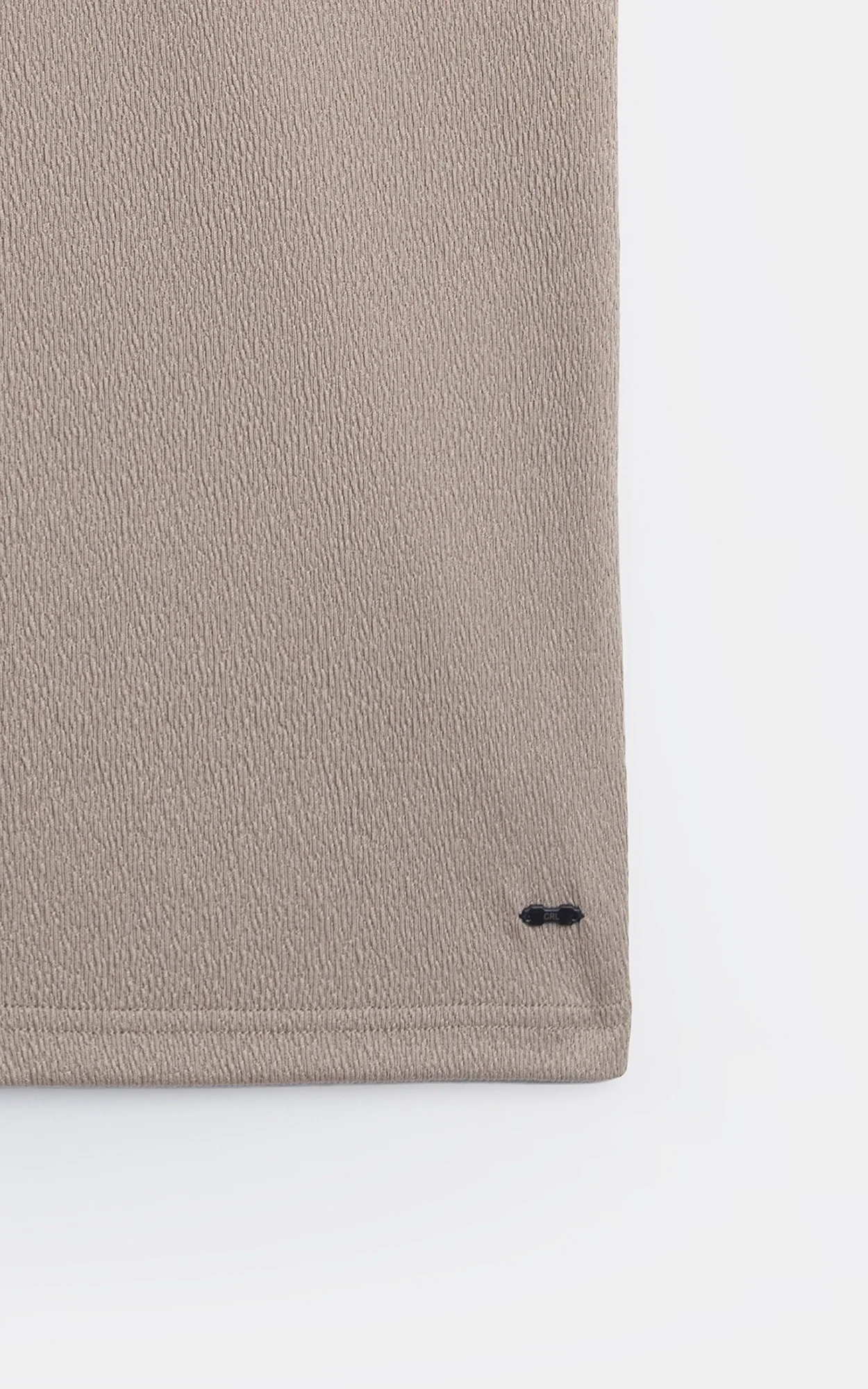 JACQUARD TEXTURED ZIP POLO SHIRT KHAKI - Image 6
