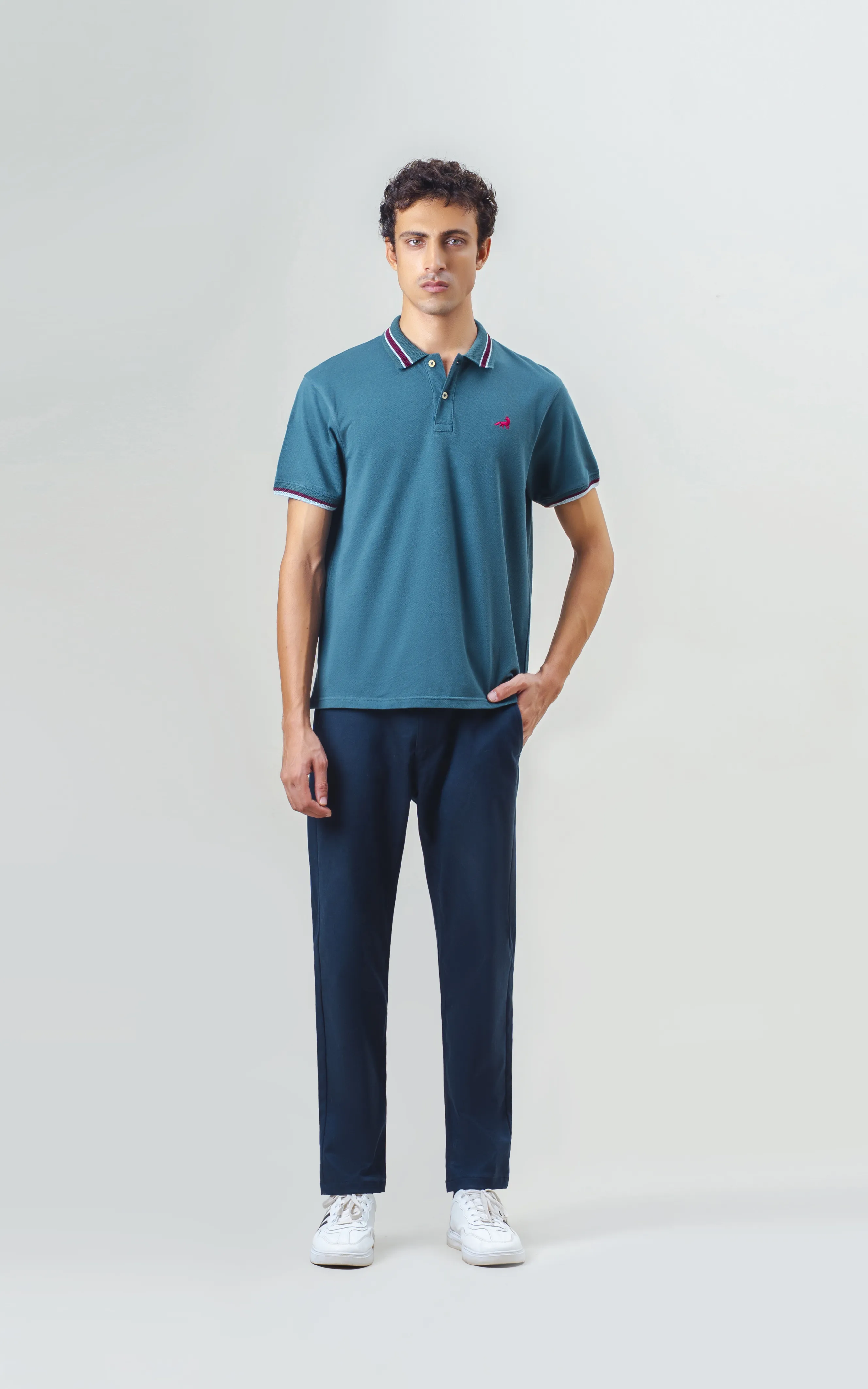 JACQUARD TIPPING COLLAR POLO GREEN