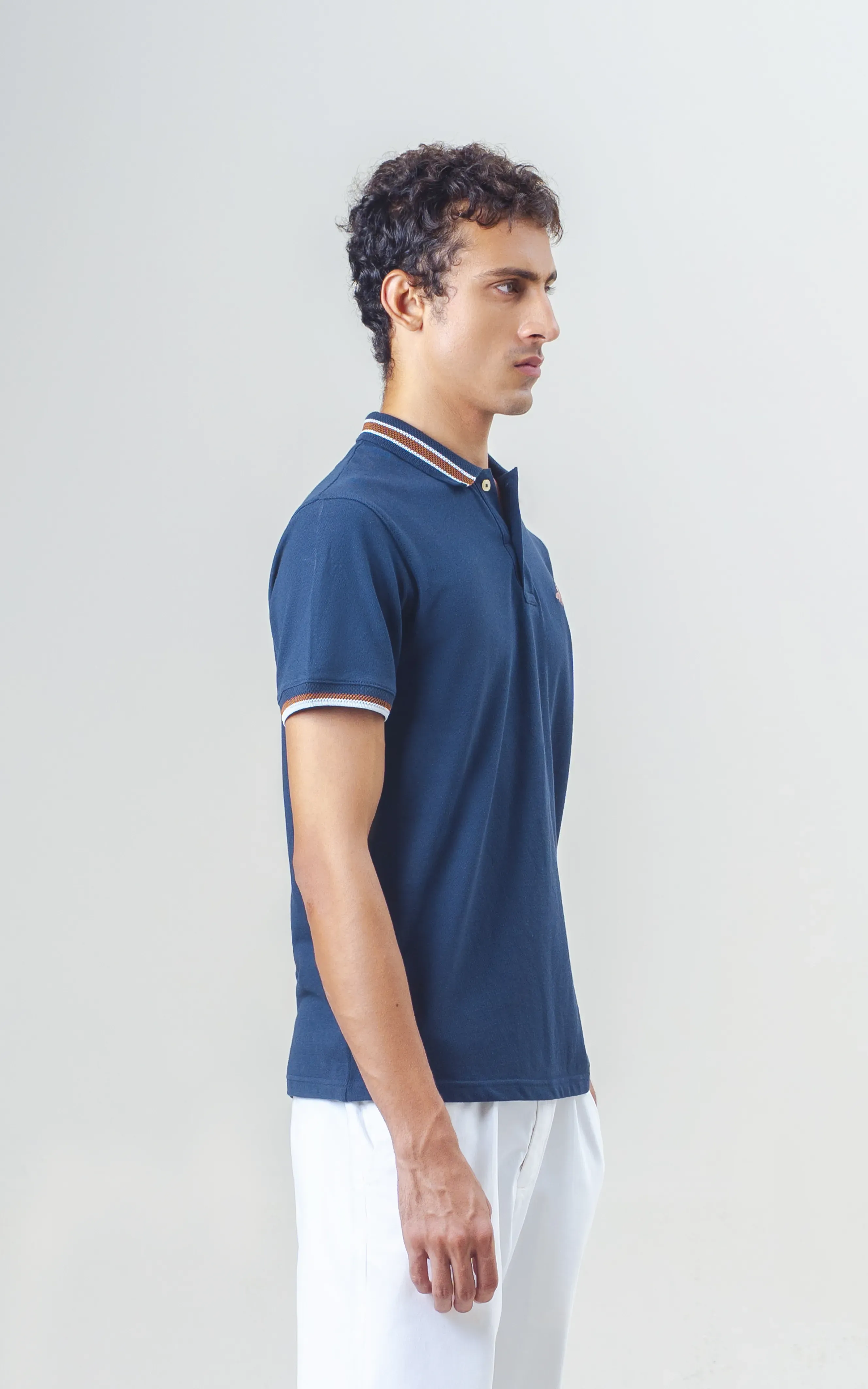 JACQUARD TIPPING COLLAR POLO NAVY - Image 2