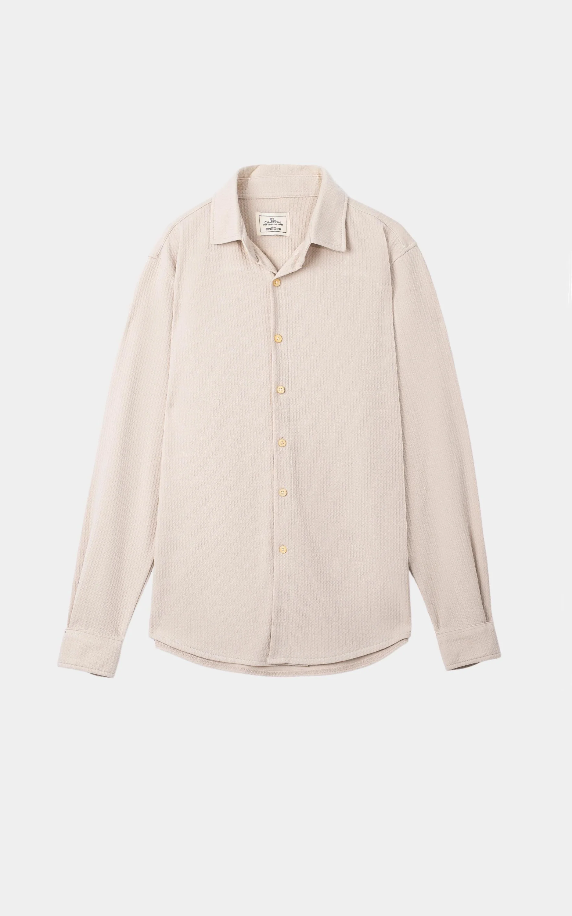 KNITTED CASUAL SHIRT BEIGE