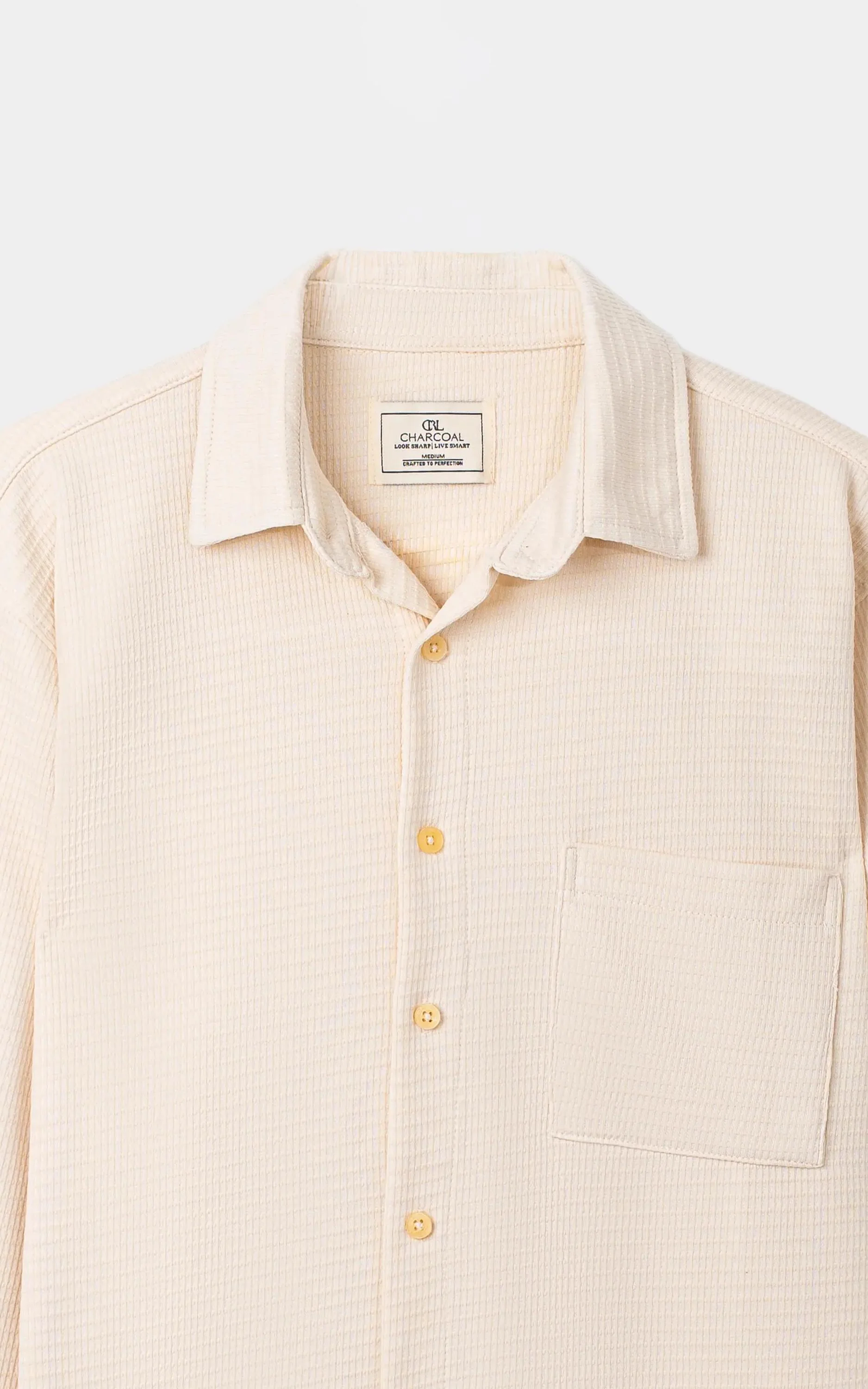 KNITTED CASUAL SHIRT BEIGE - Image 2