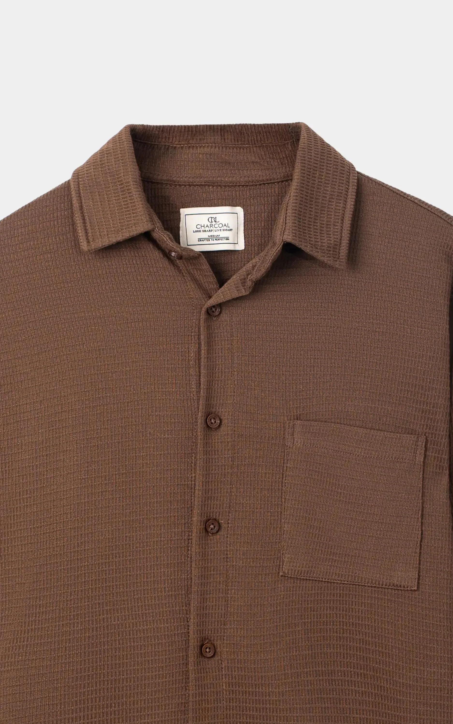 KNITTED CASUAL SHIRT BROWN - Image 2