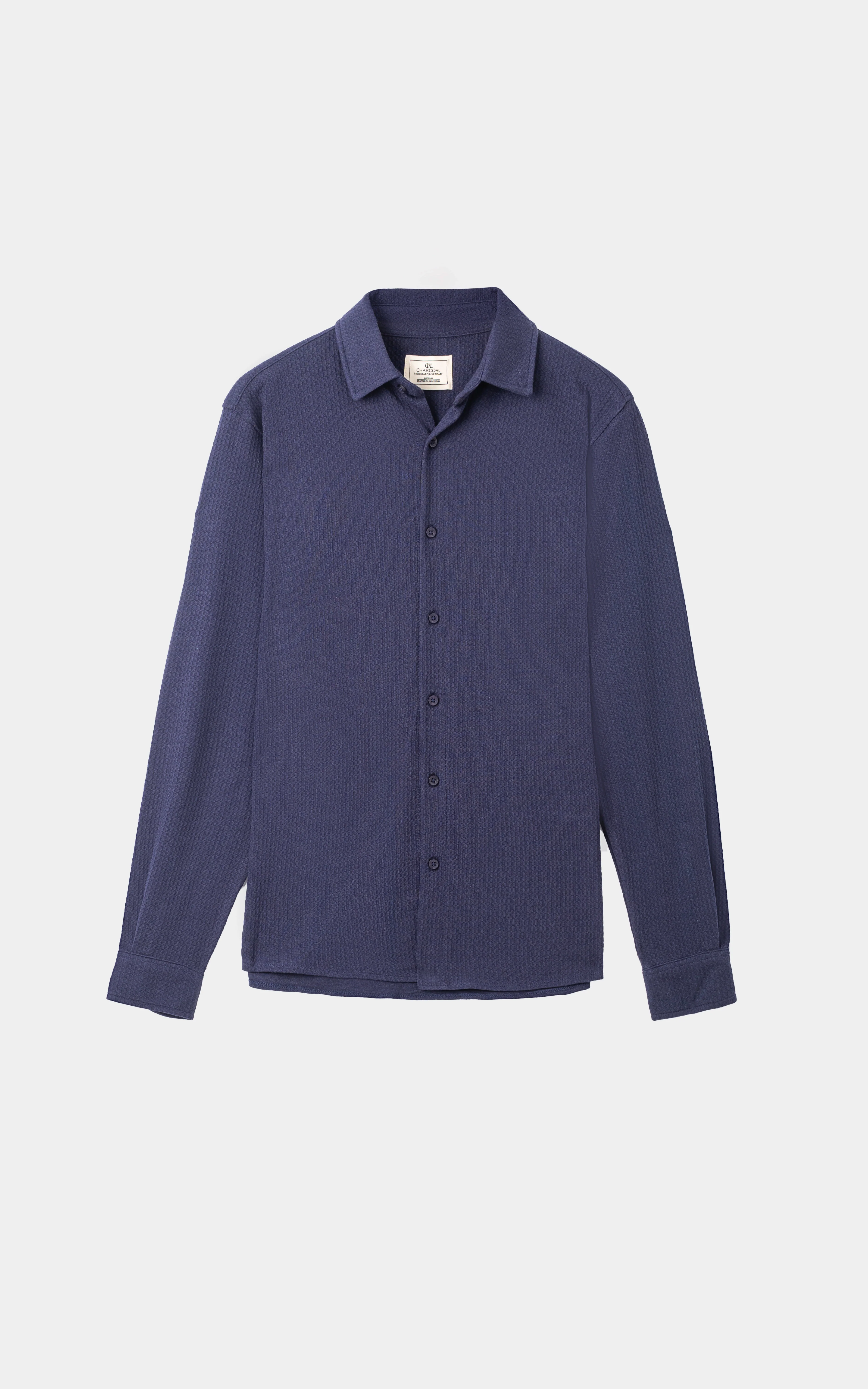 KNITTED CASUAL SHIRT NAVY