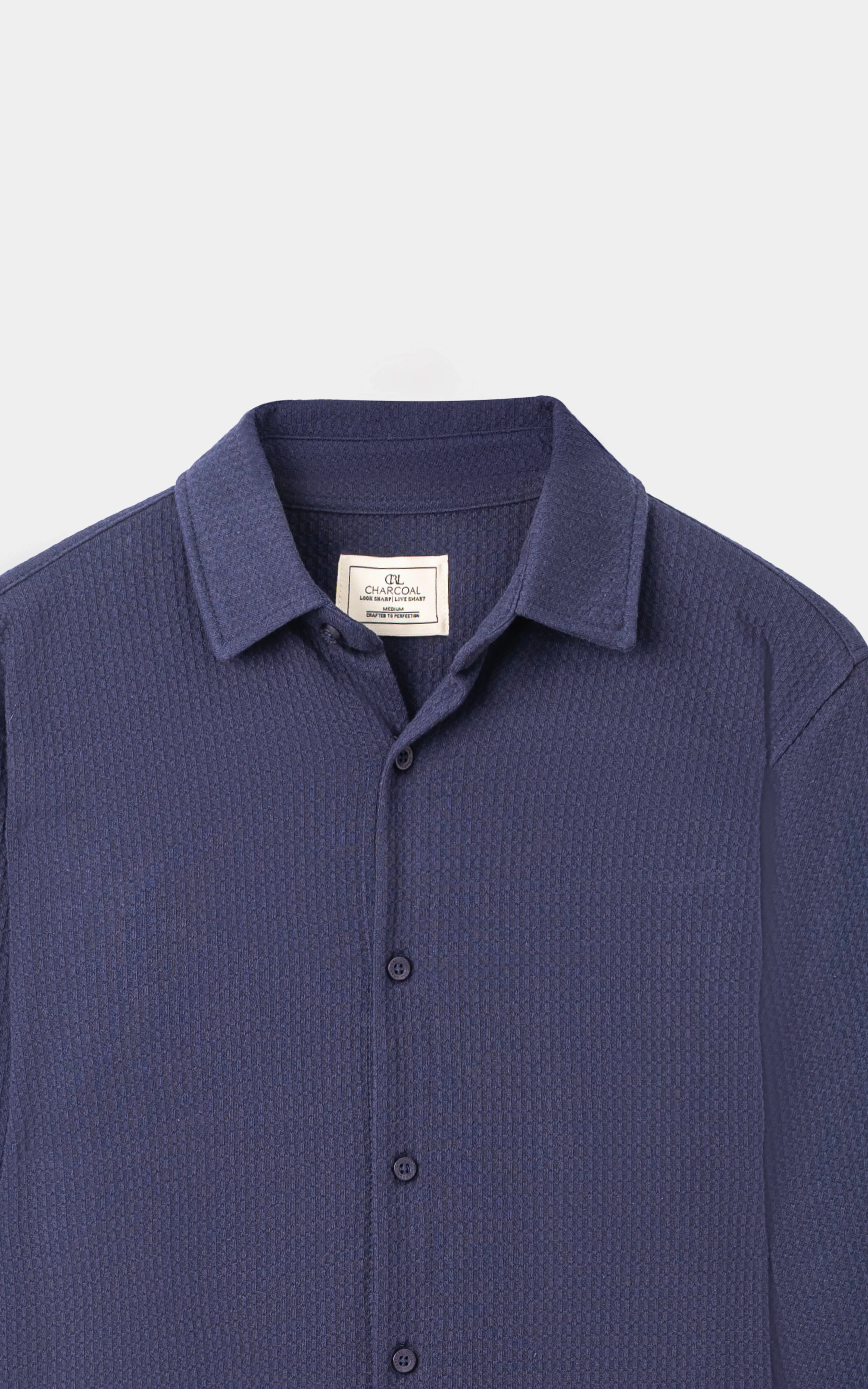 KNITTED CASUAL SHIRT NAVY - Image 2