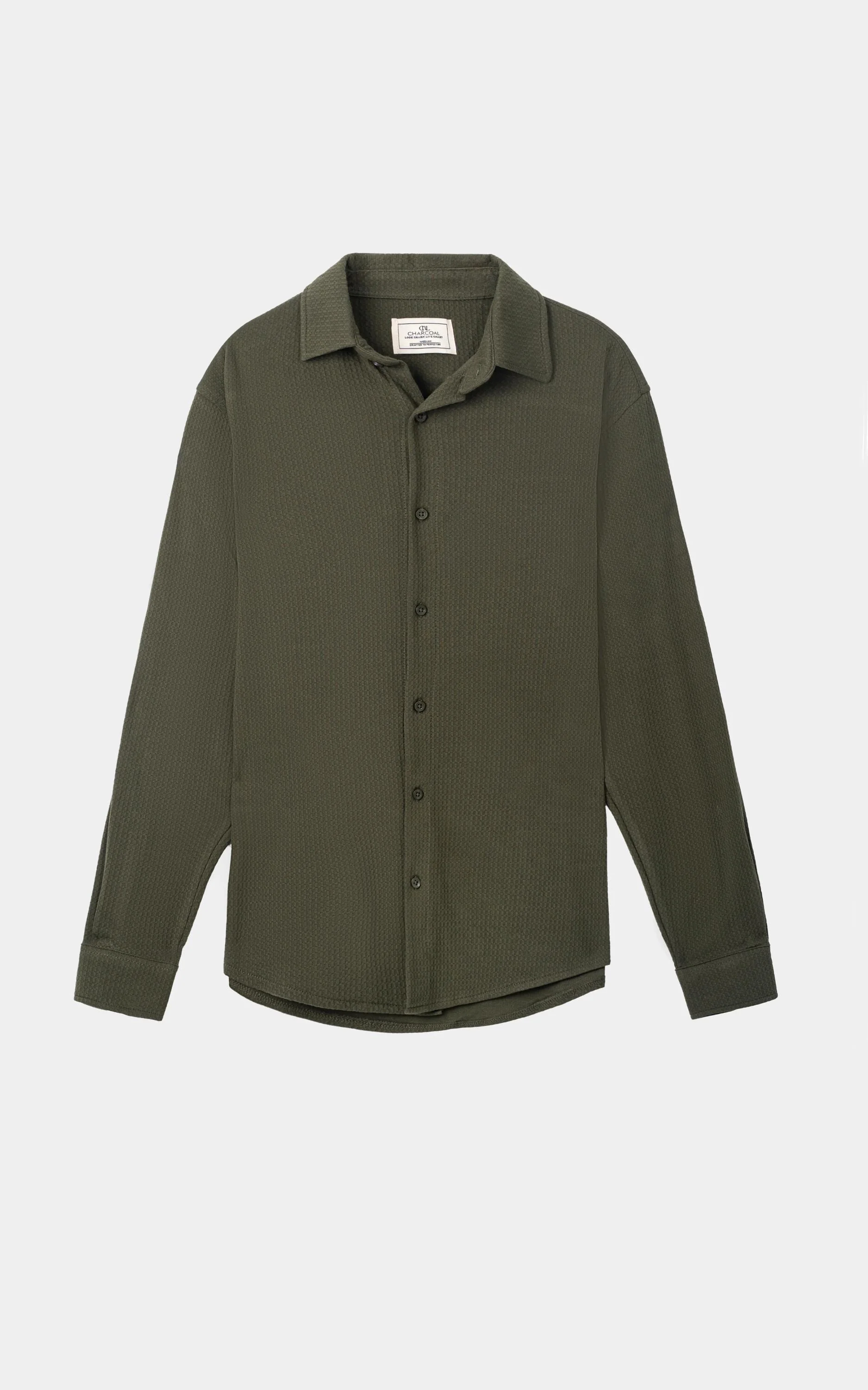 KNITTED CASUAL SHIRT OLIVE