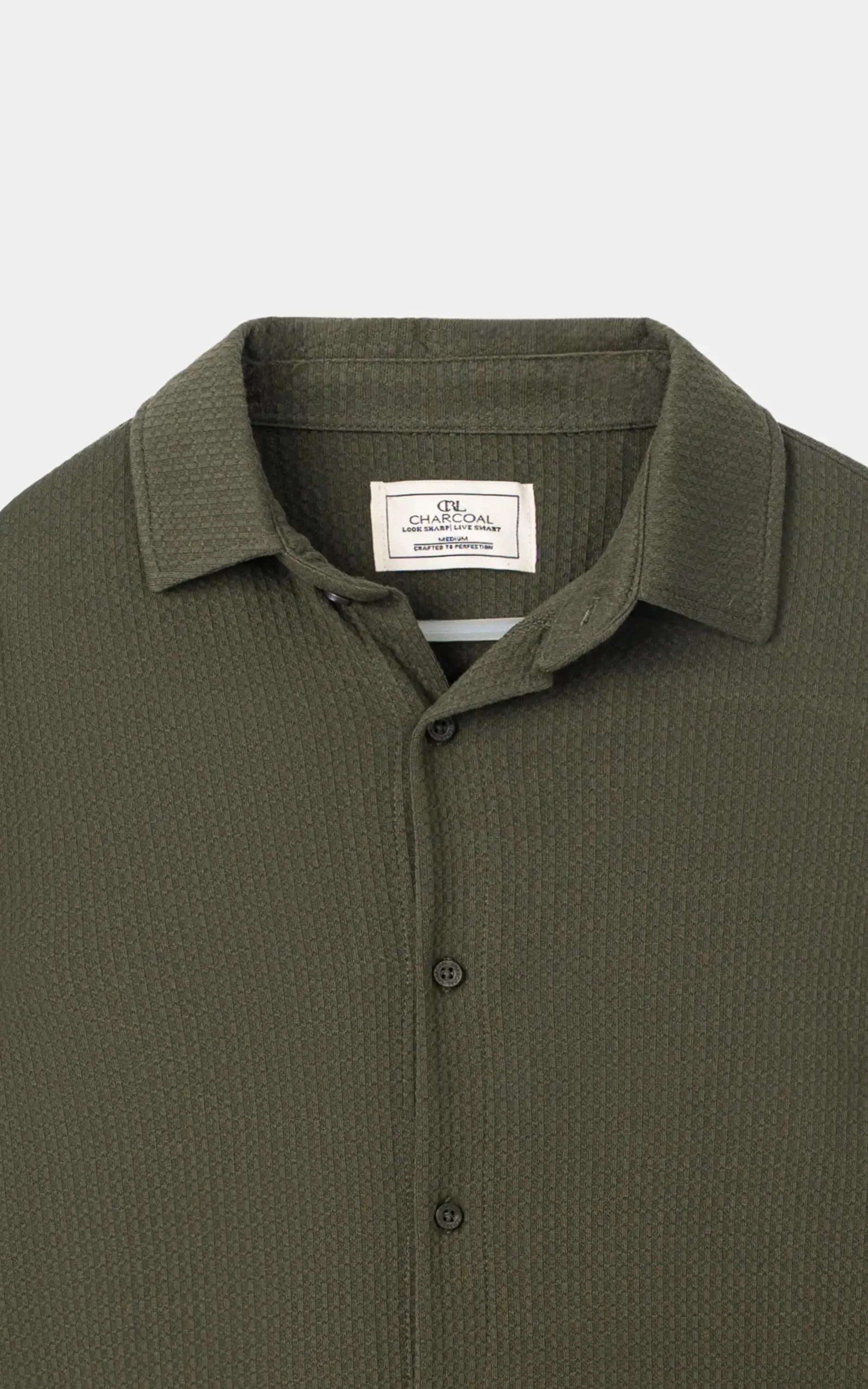 KNITTED CASUAL SHIRT OLIVE - Image 2