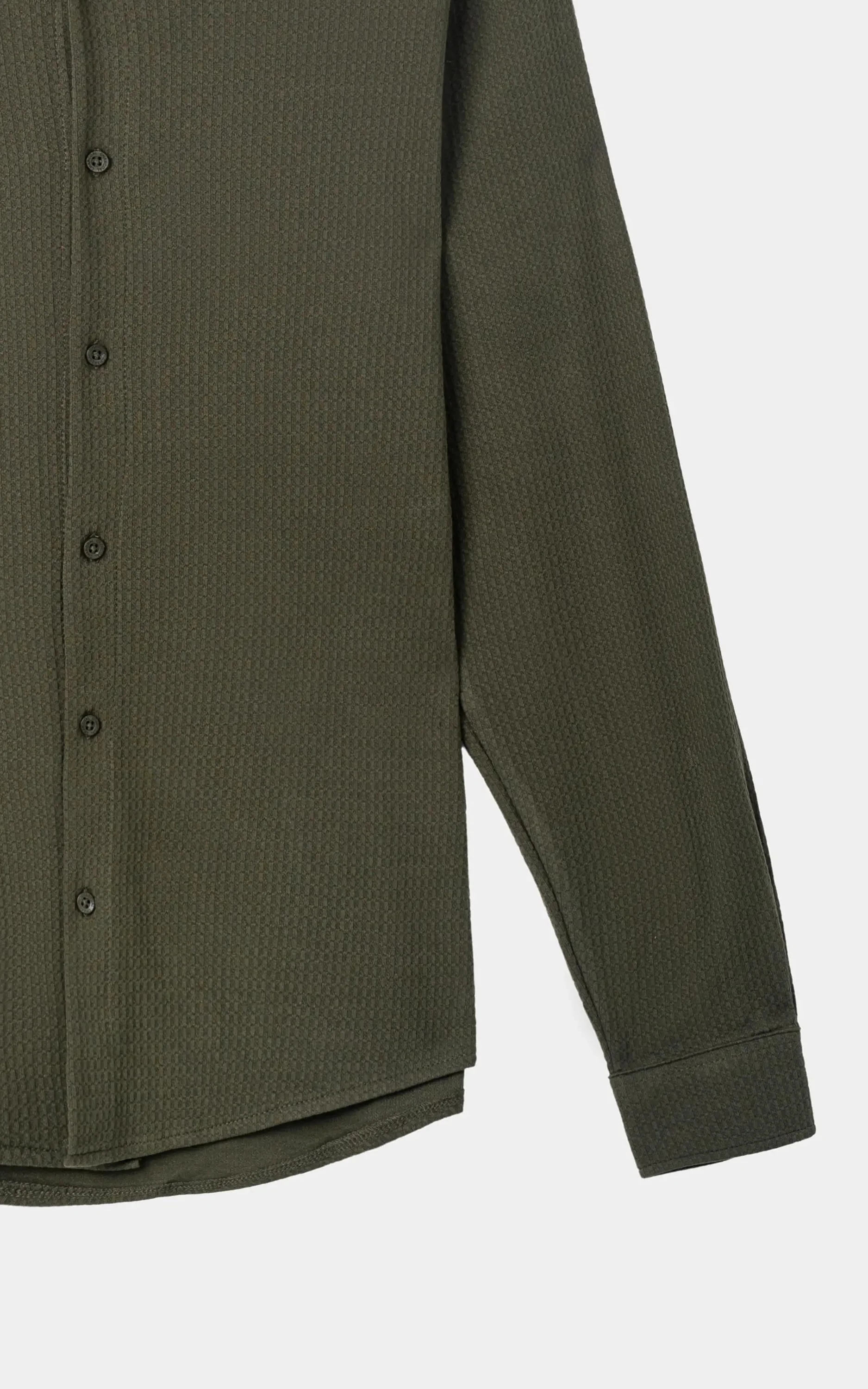 KNITTED CASUAL SHIRT OLIVE - Image 3