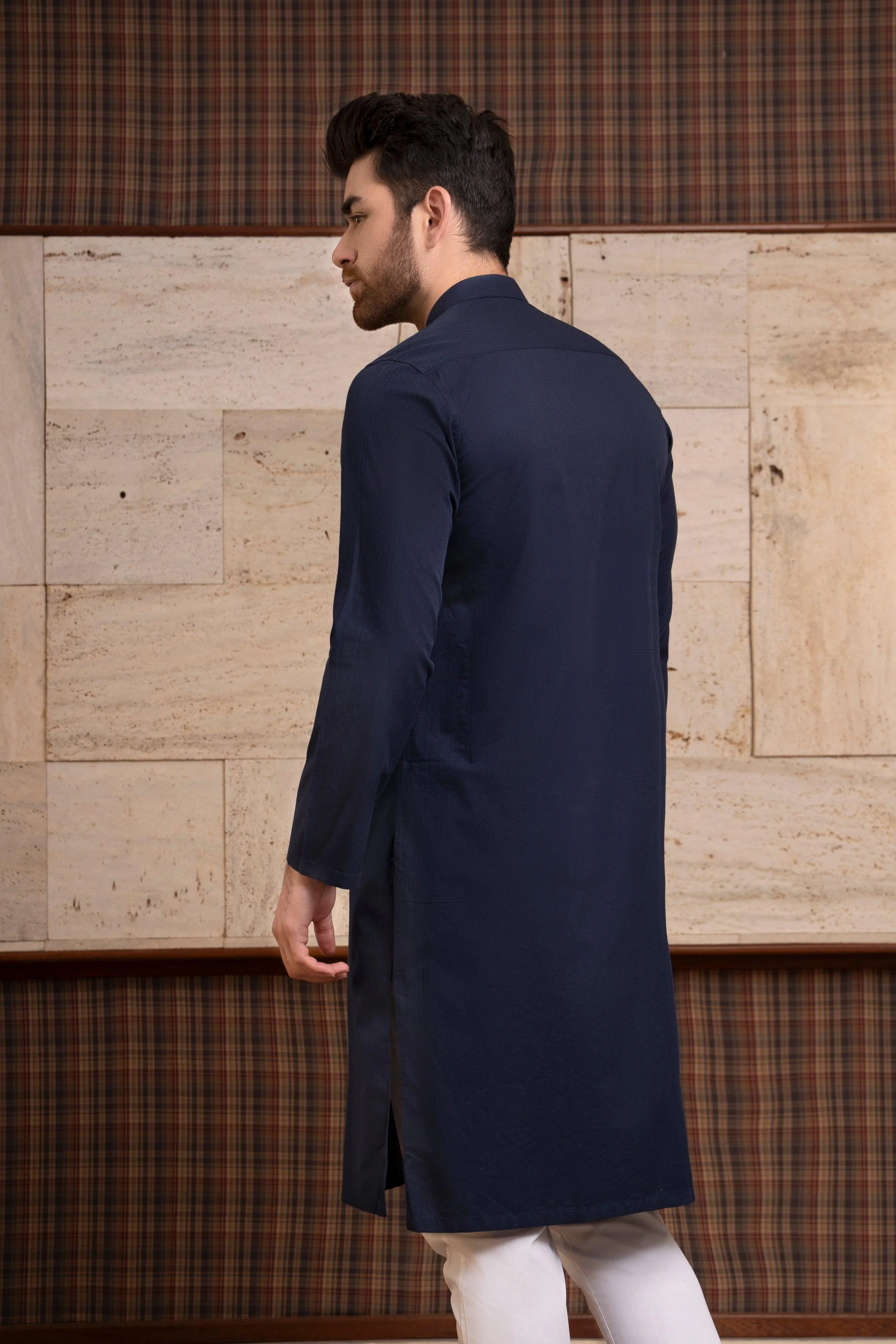 KURTA BAN COLLAR NAVY - Image 3
