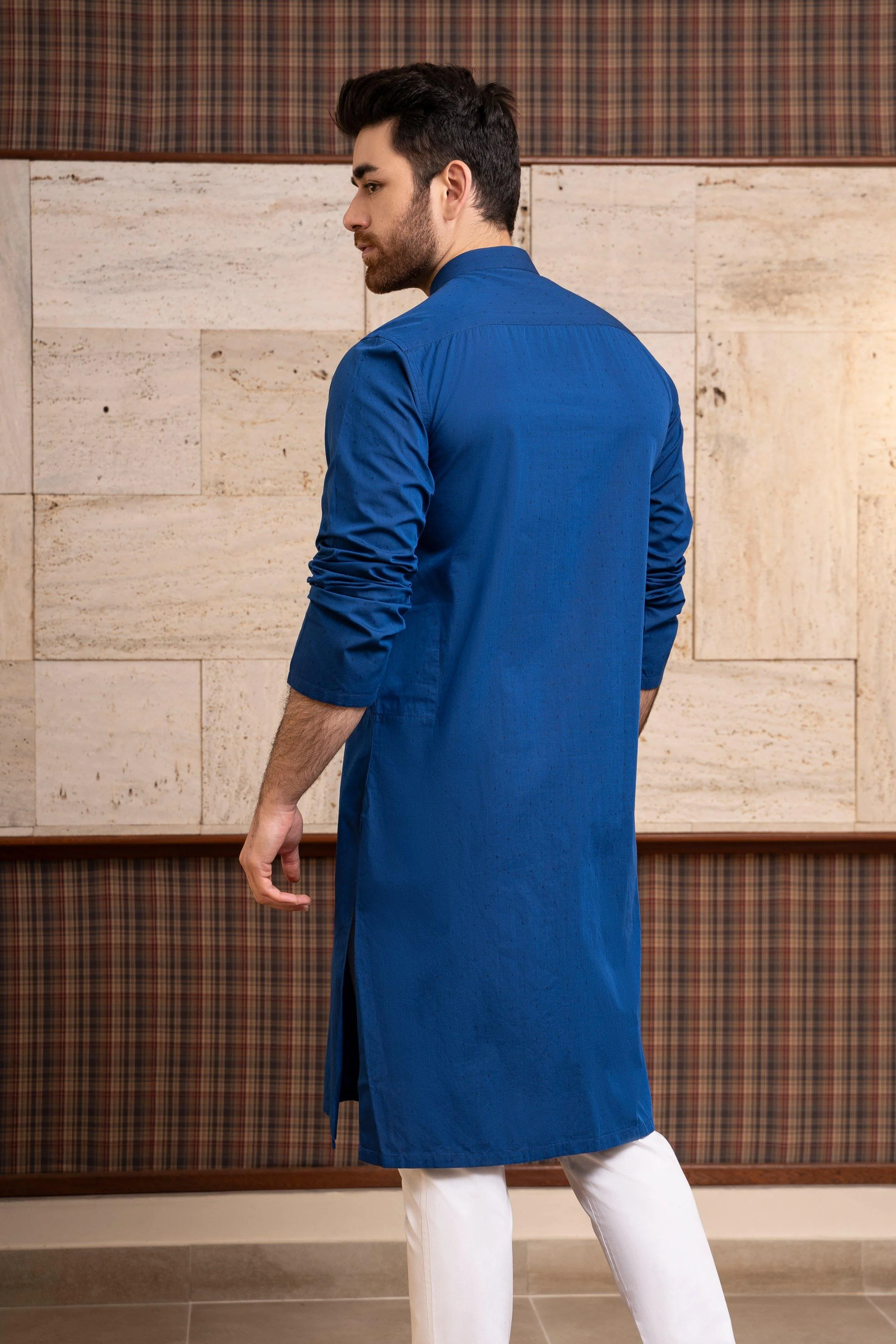 KURTA BAN COLLAR ROYAL BLUE - Image 4