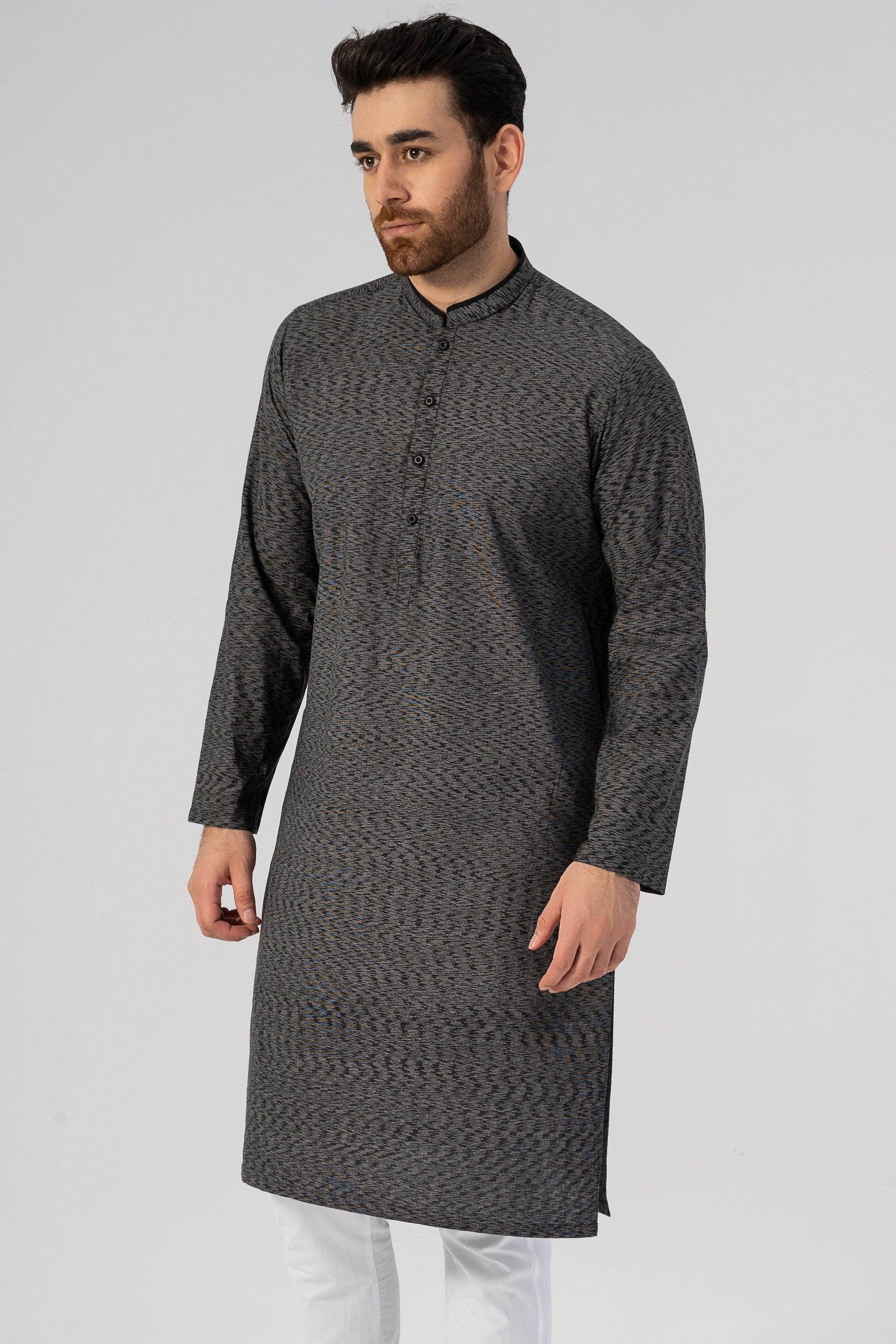 TEXTURED KURTA BLACK
