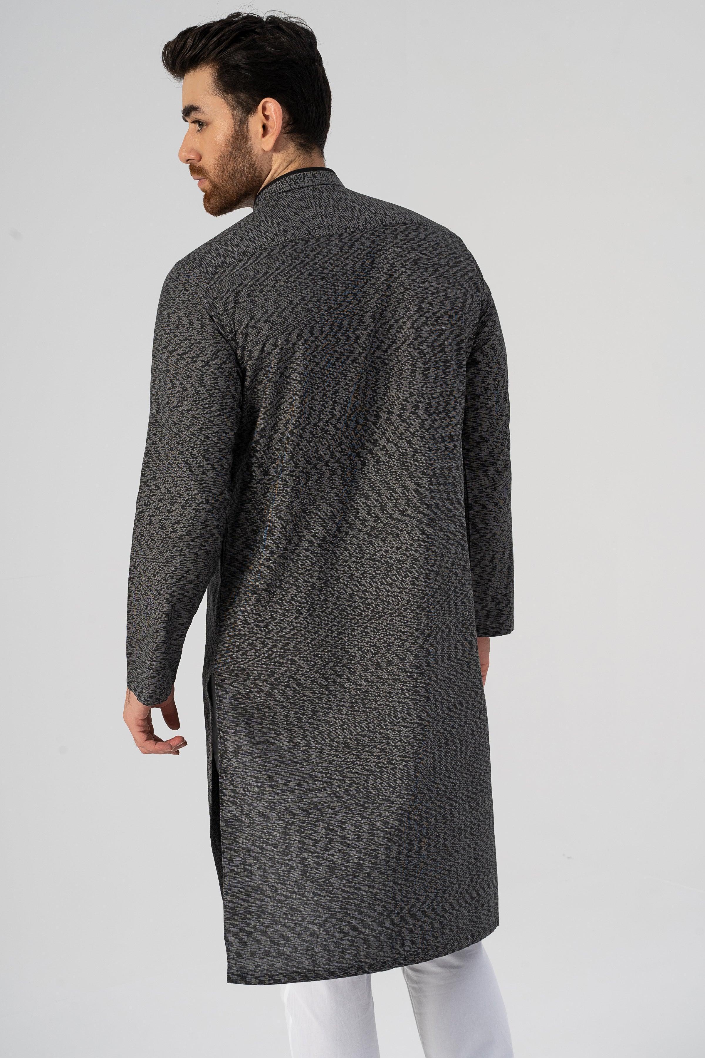 TEXTURED KURTA BLACK - Image 4
