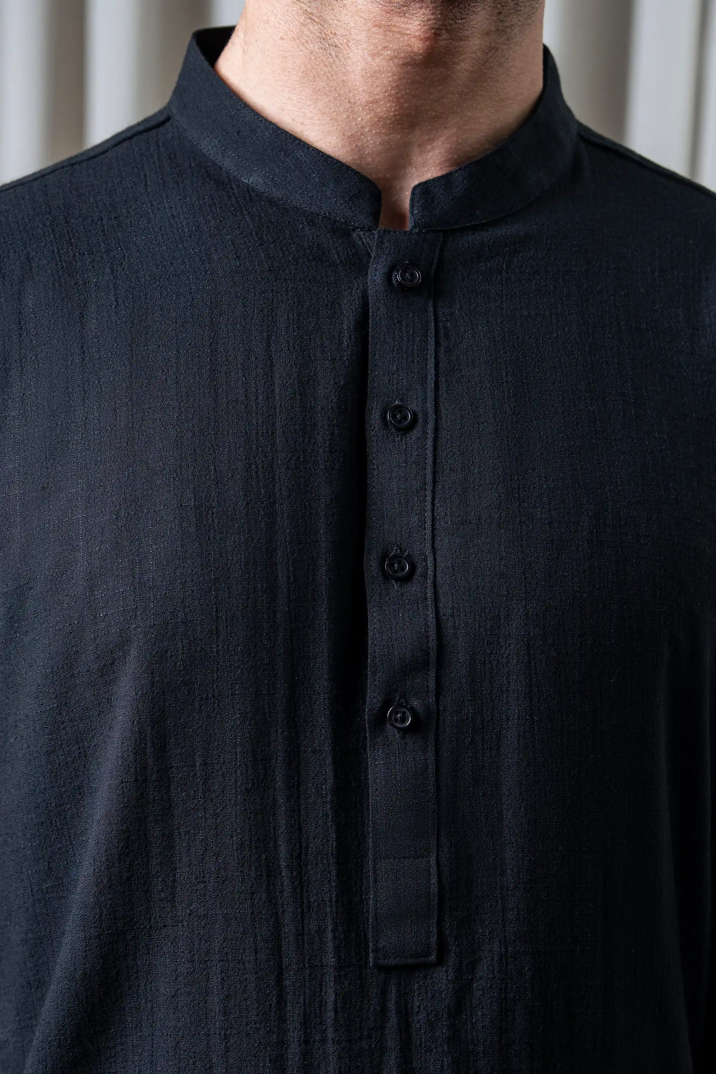 SELF TEXTURED KURTA PAJAMA - PREMIUM COLLECTION BLACK - Image 6