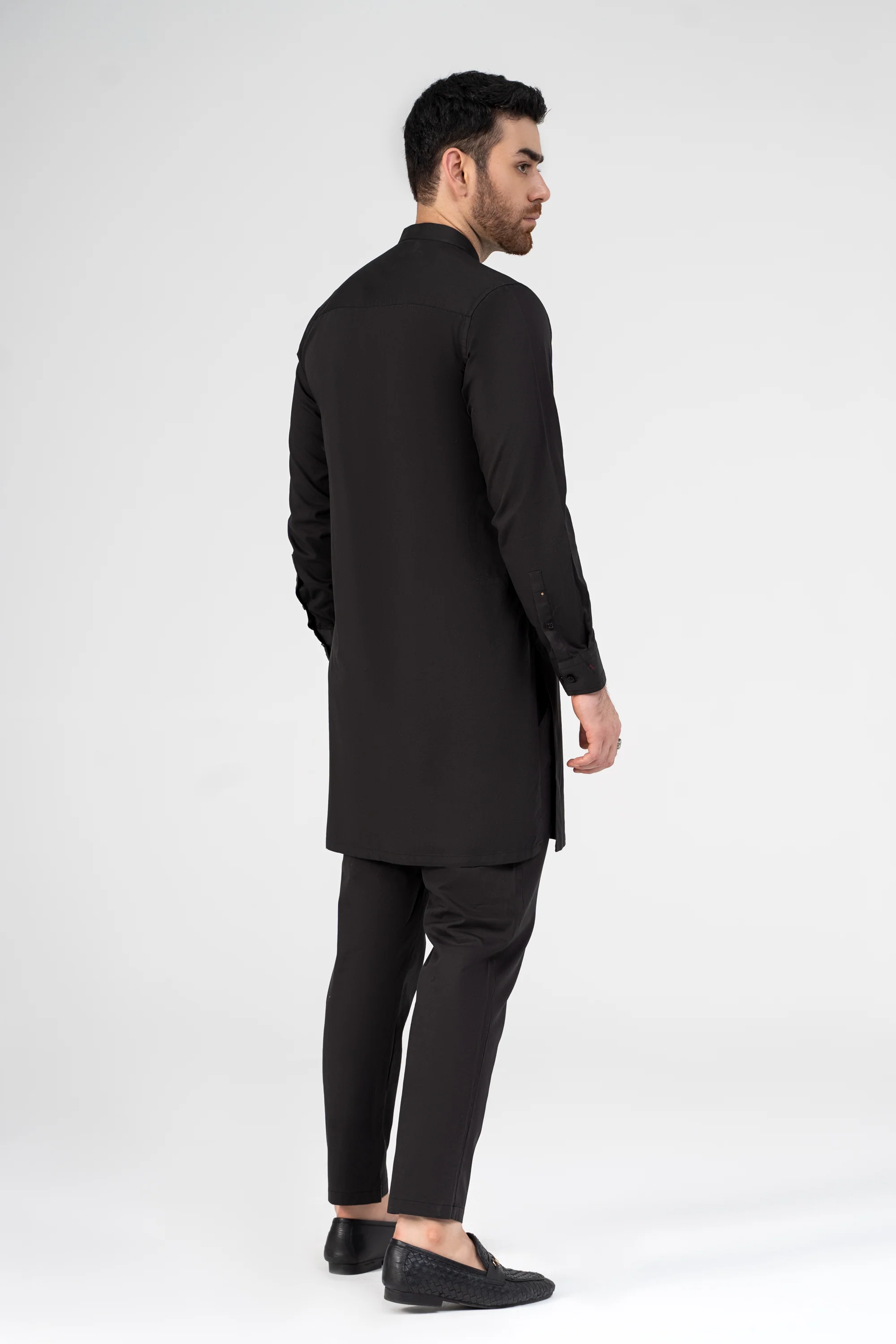 TWILL COTTON KURTA PAJAMA BLACK - Image 3