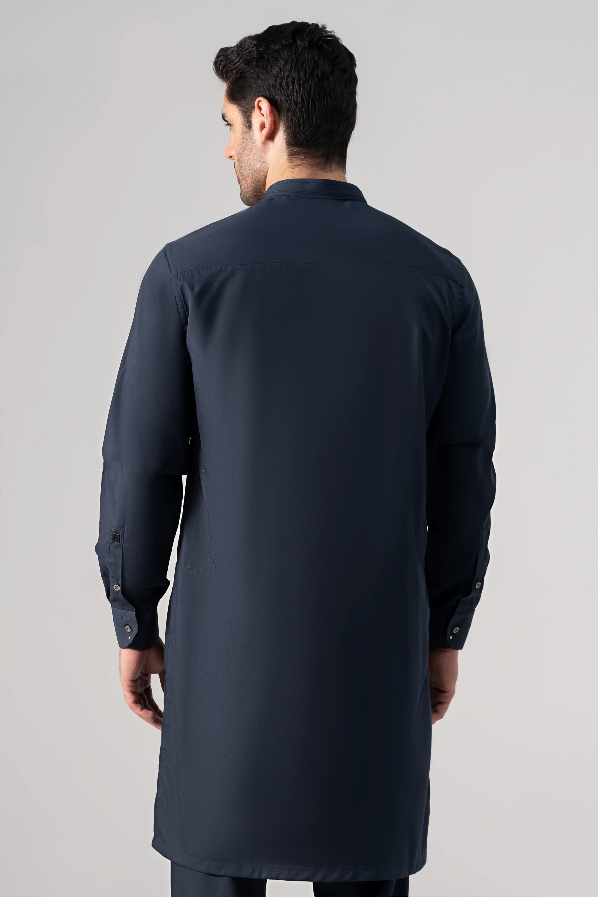PREMIUM WASH & WEAR KURTA PAJAMA BLUE GREY - Image 4