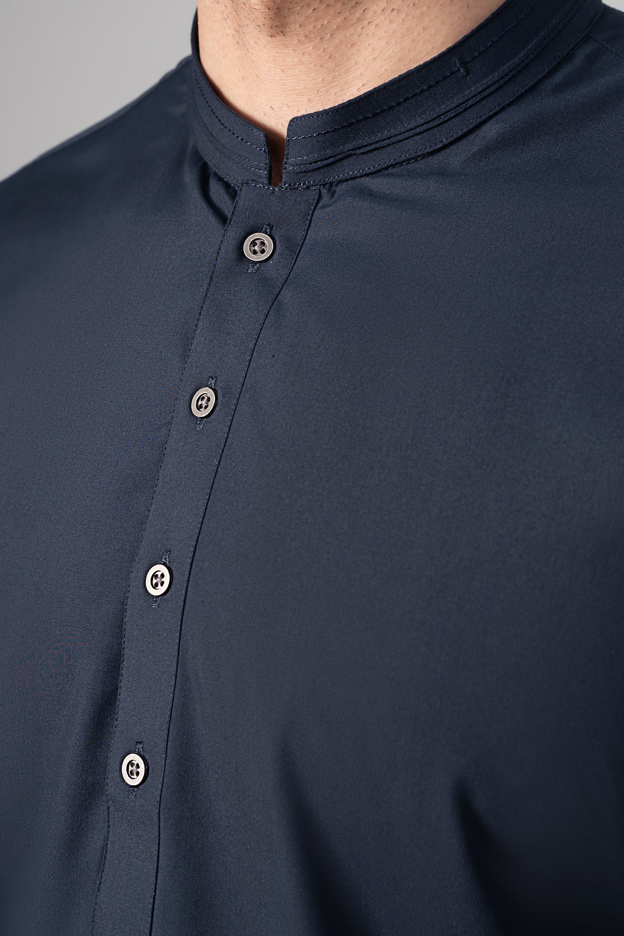 PREMIUM WASH & WEAR KURTA PAJAMA BLUE GREY - Image 5