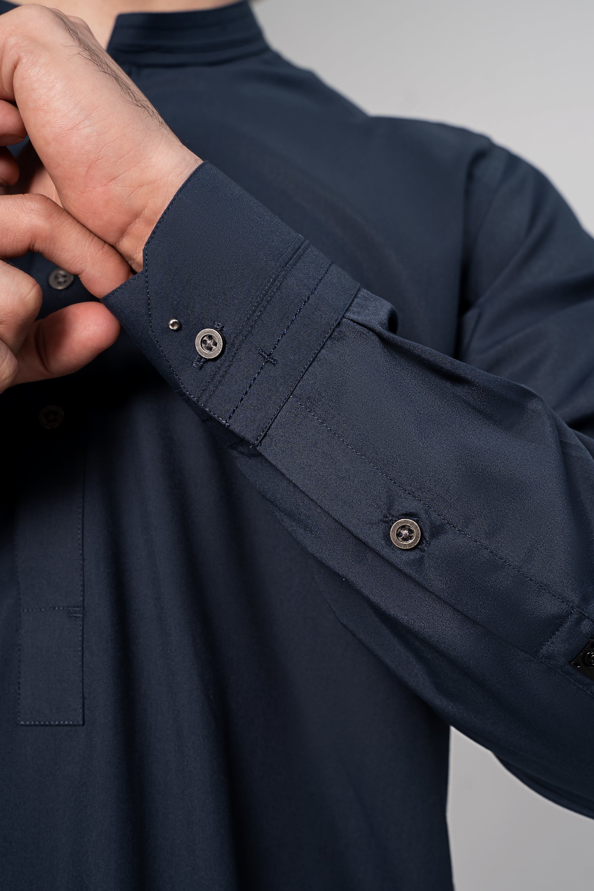 PREMIUM WASH & WEAR KURTA PAJAMA BLUE GREY - Image 6