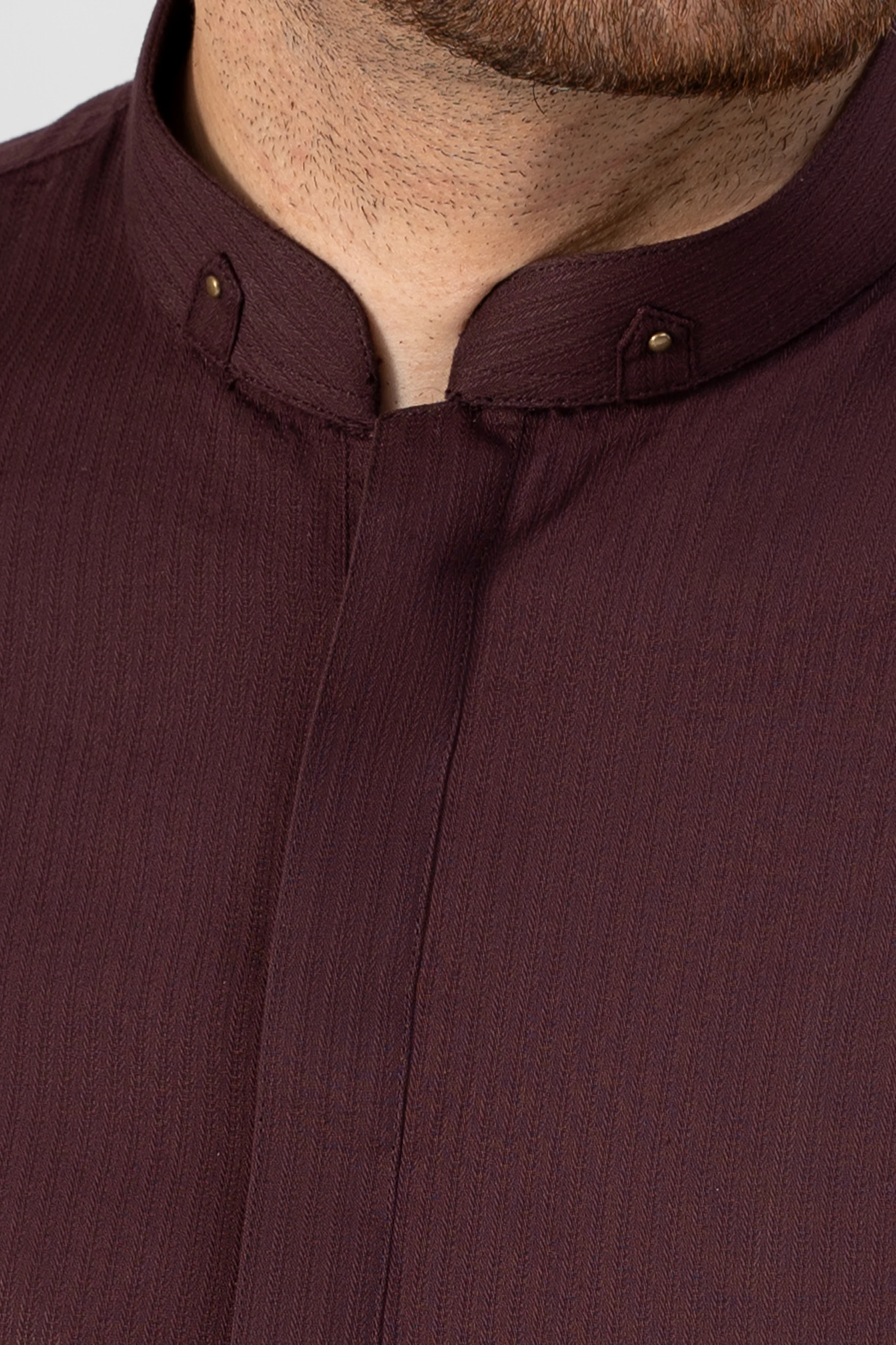 SELF DOBBY KURTA PAJAMA MAROON - Image 5