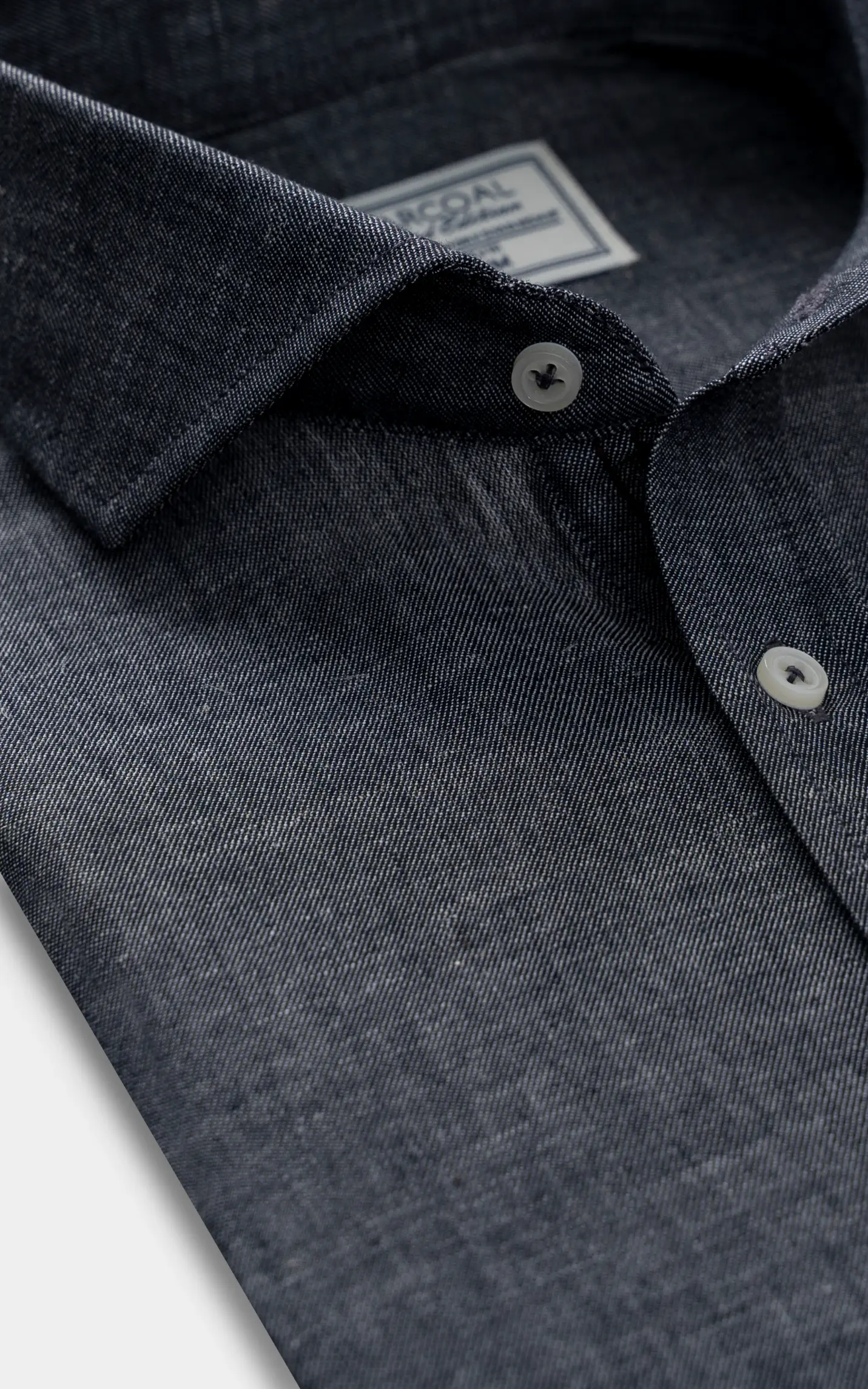 LINEN WIDE SPREAD COLLAR SHIRT  GREY MELANGE - Image 2