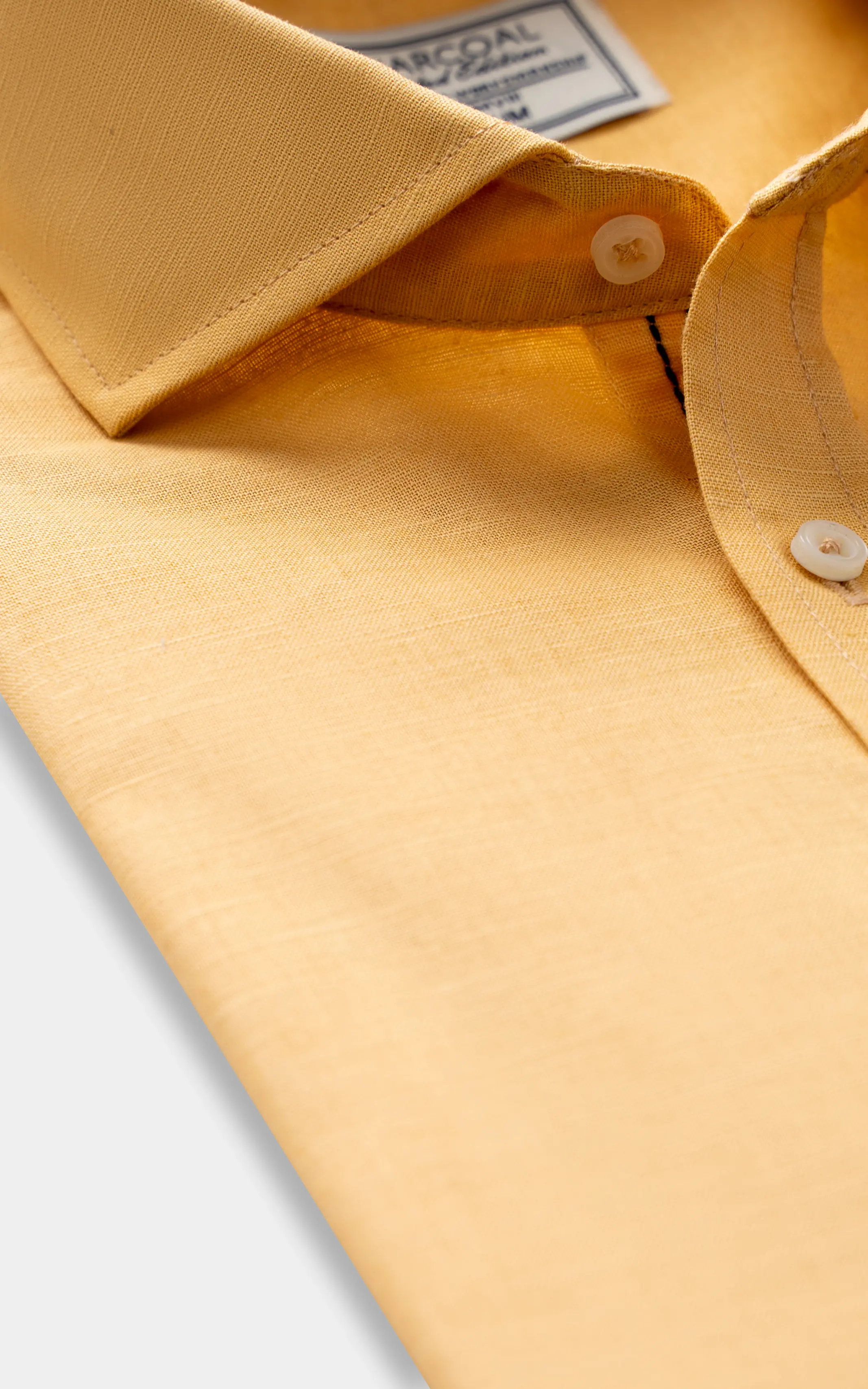 LINEN WIDE SPREAD COLLAR SHIRT LIGHT MUSTARD - Image 2