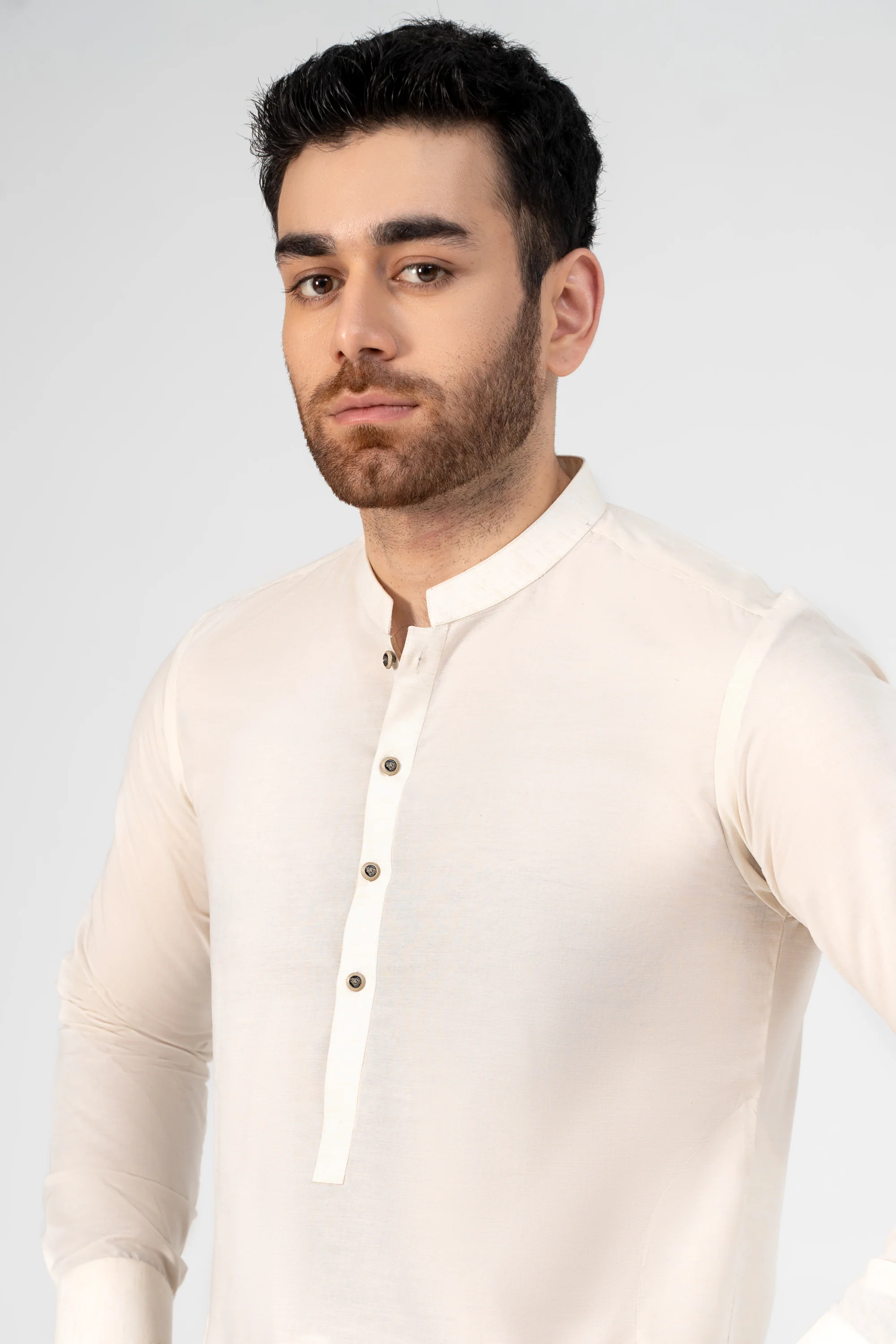 LIQUID AMMONIA PREMIUM BLENDED KAMEEZ SHALWAR OFF WHITE - Image 5