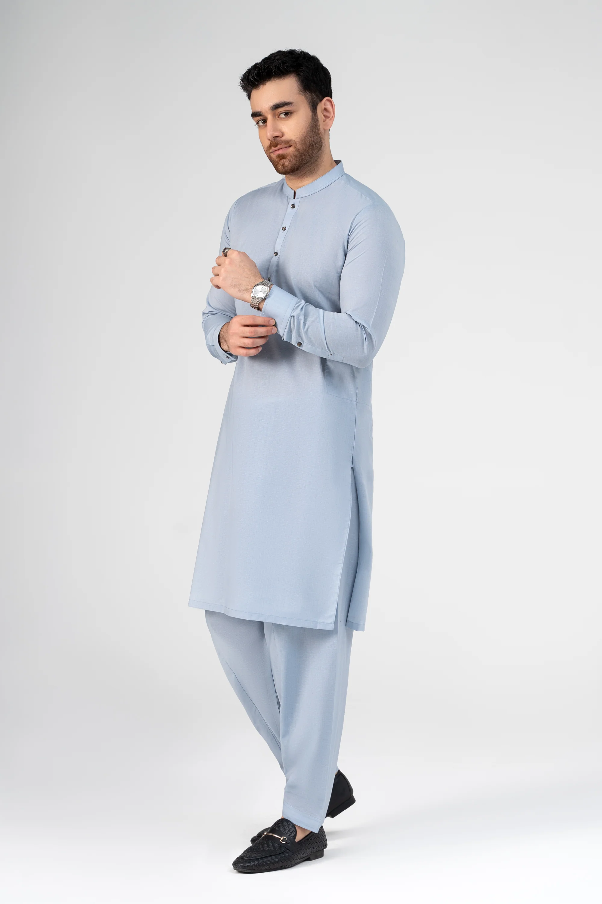 LIQUID AMMONIA PREMIUM BLENDED KAMEEZ SHALWAR SKY BLUE - Image 2